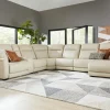 Newport 6-Piece Almond Leather Power Reclining Sectional with Chaise