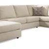 Edenfield 3-Piece Linen Sectional with Chaise