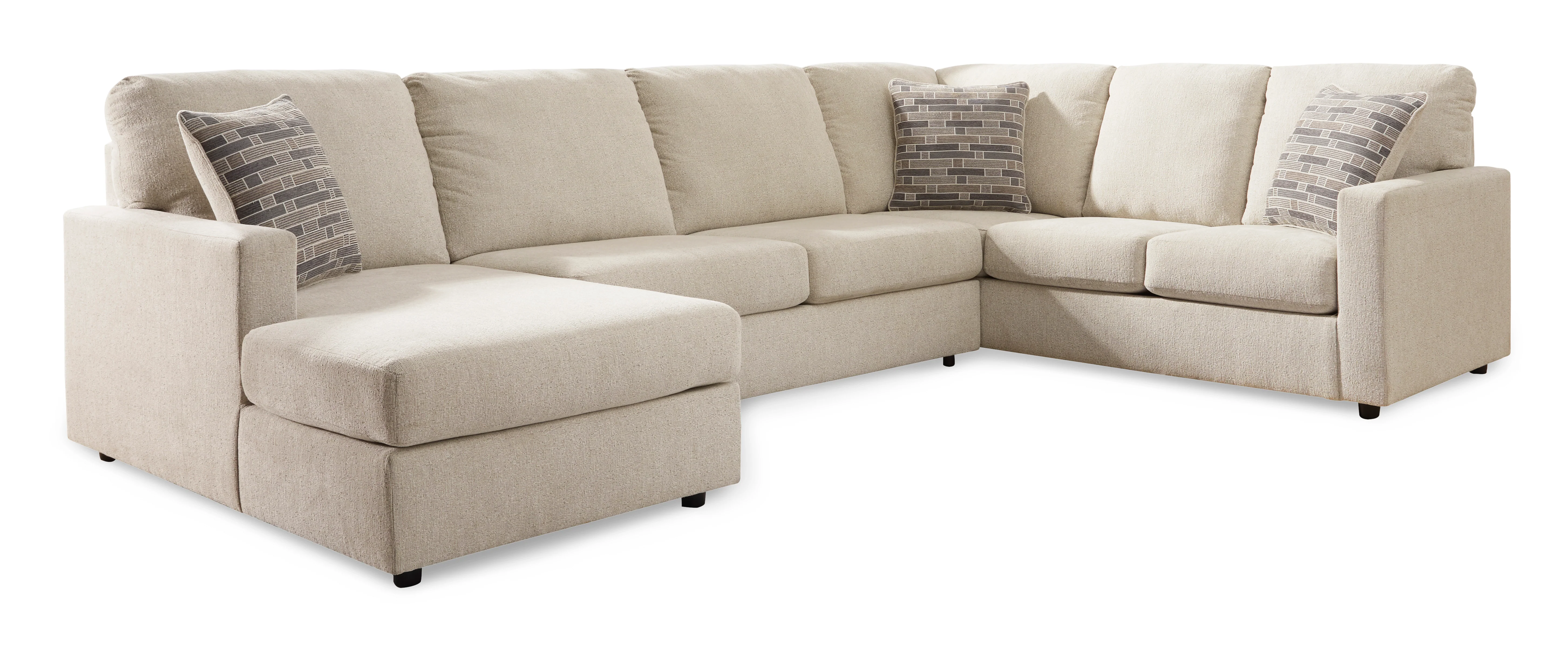 Edenfield 3-Piece Linen Sectional with Chaise