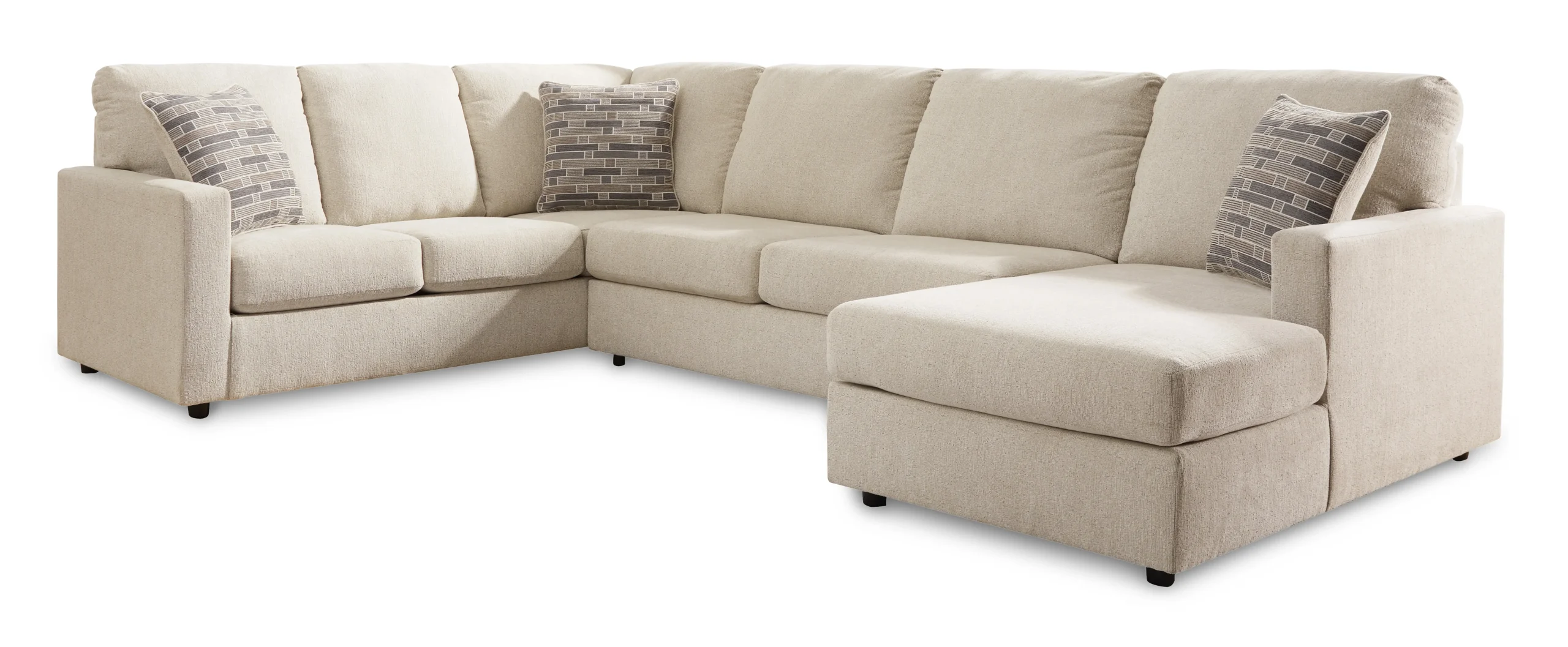 Edenfield 3-Piece Linen Sectional with Chaise