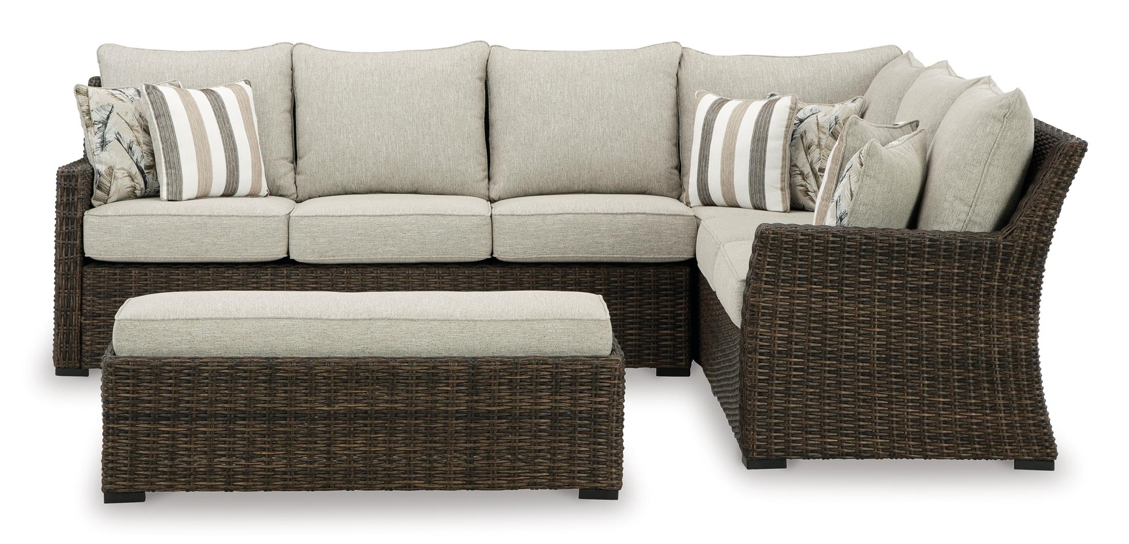 Ashley Brook Ranch Outdoor Sofa Sectional and Bench with Cushion