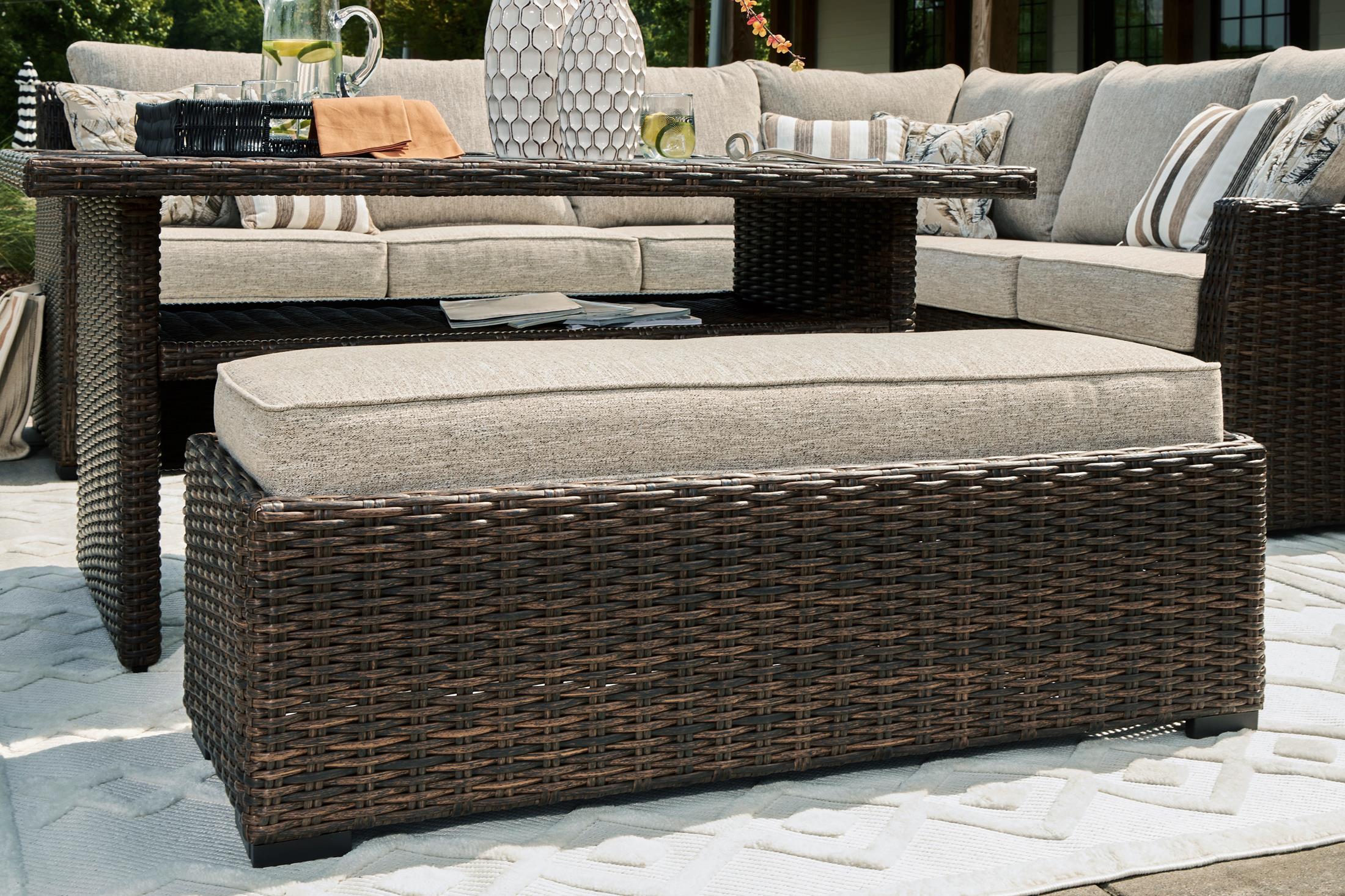 Ashley Brook Ranch Outdoor Sofa Sectional and Bench with Cushion