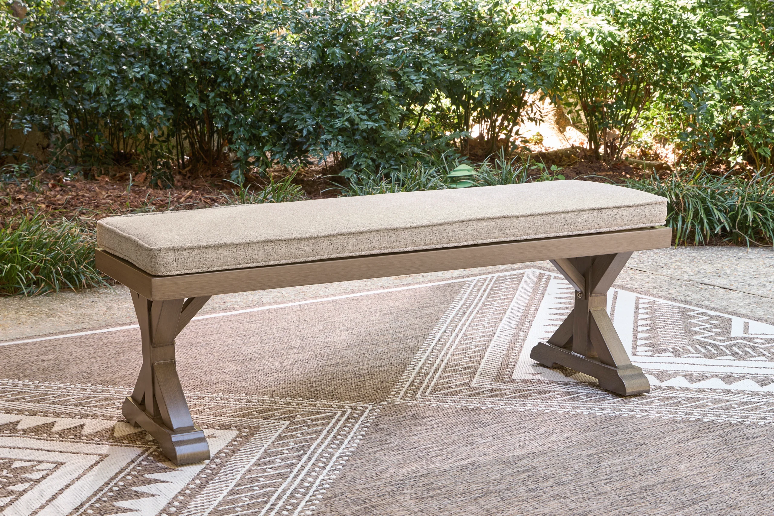 Ashley Revare Beach Outdoor Patio Bench with Cushion