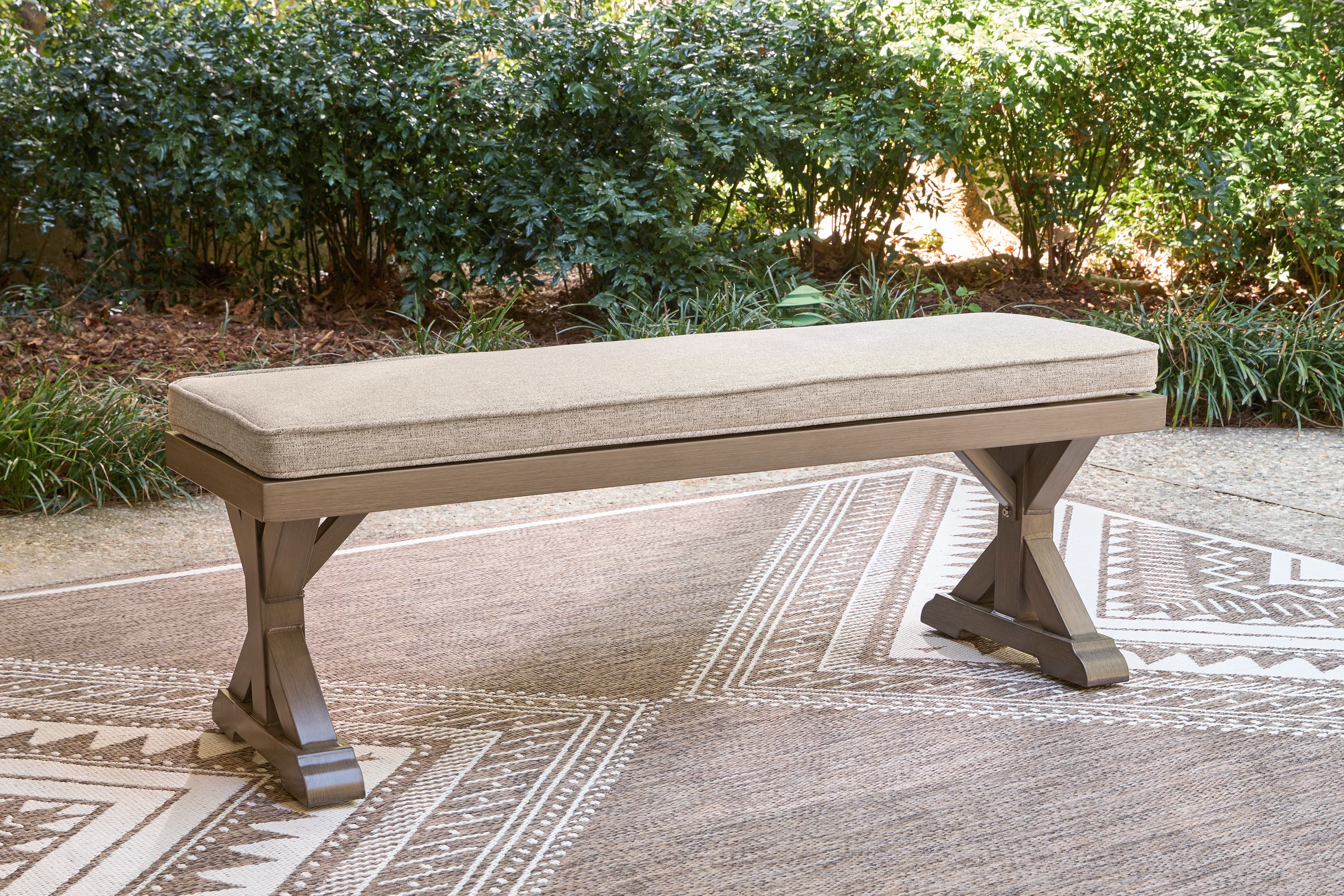 Ashley Revare Beach Outdoor Patio Bench with Cushion