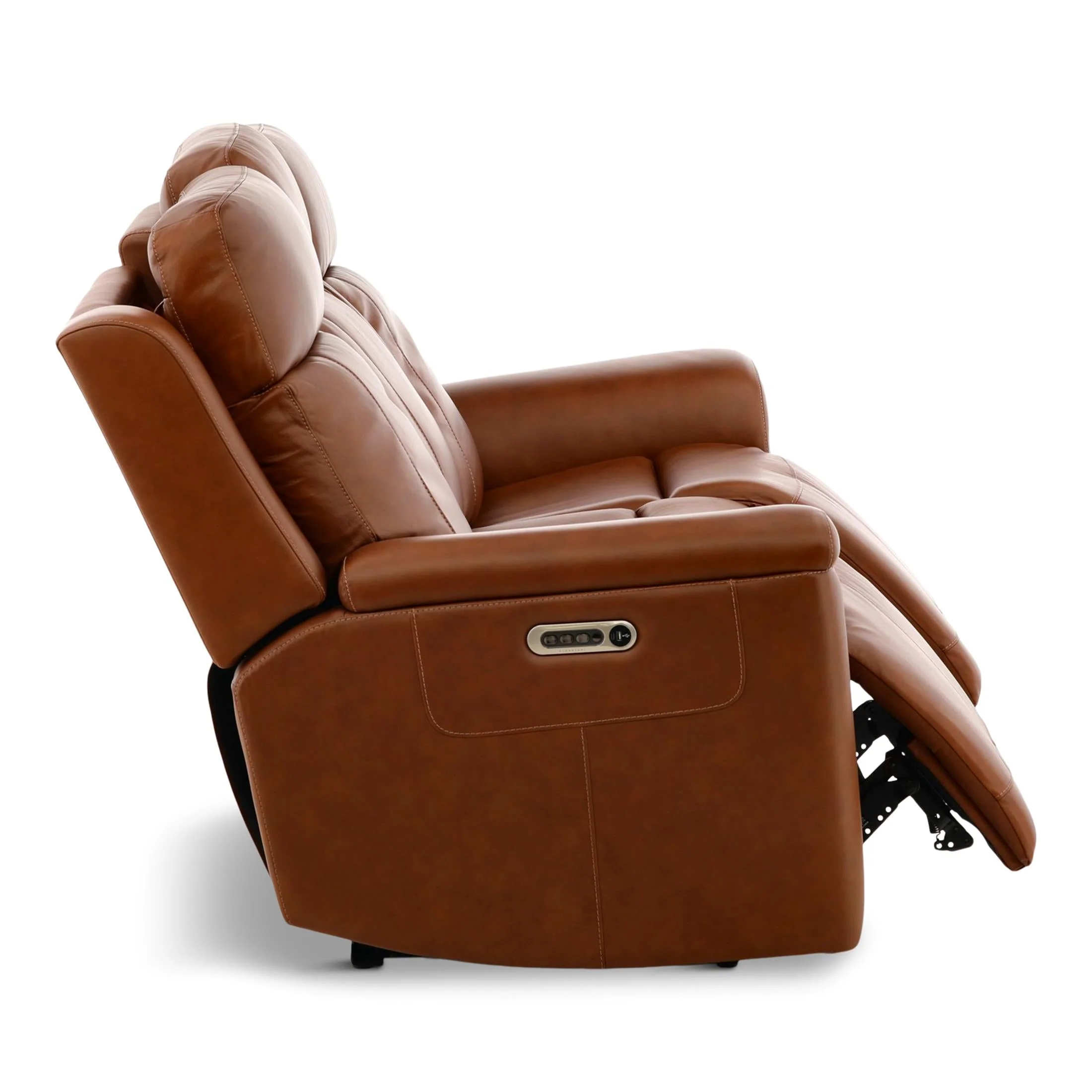 Flexsteel Adrian Leather Power Sofa with Drop Down Table