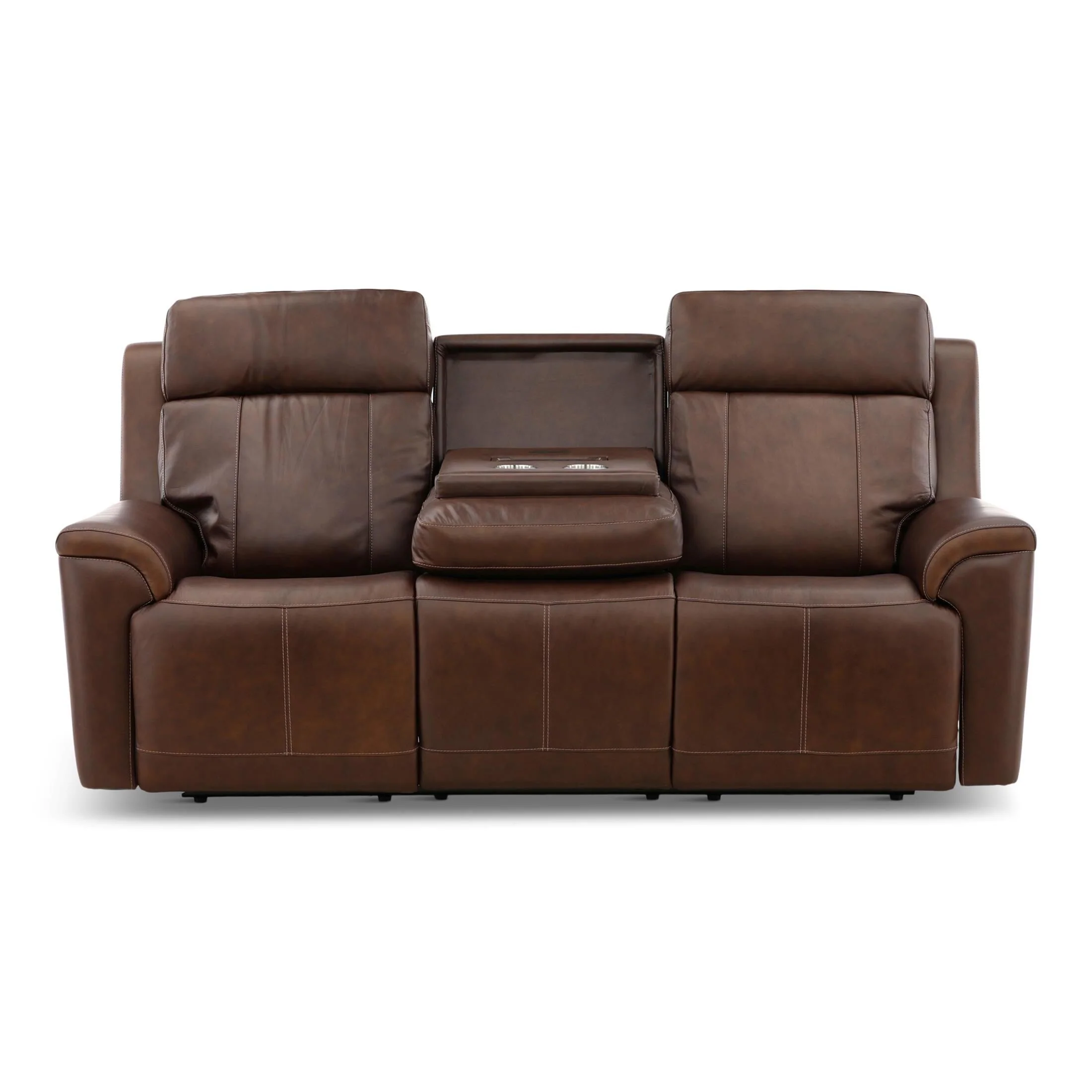 Flexsteel Adrian Leather Power Sofa with Drop Down Table