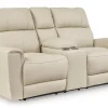 Dahlmoore Leather Power Reclining Console Loveseat