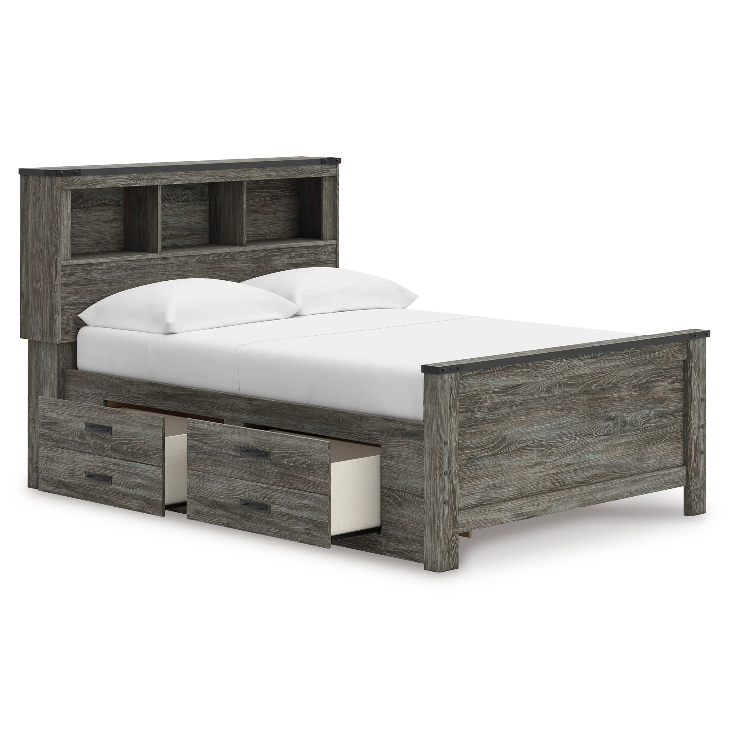 Frandern Bookcase Panel Bed with Storage
