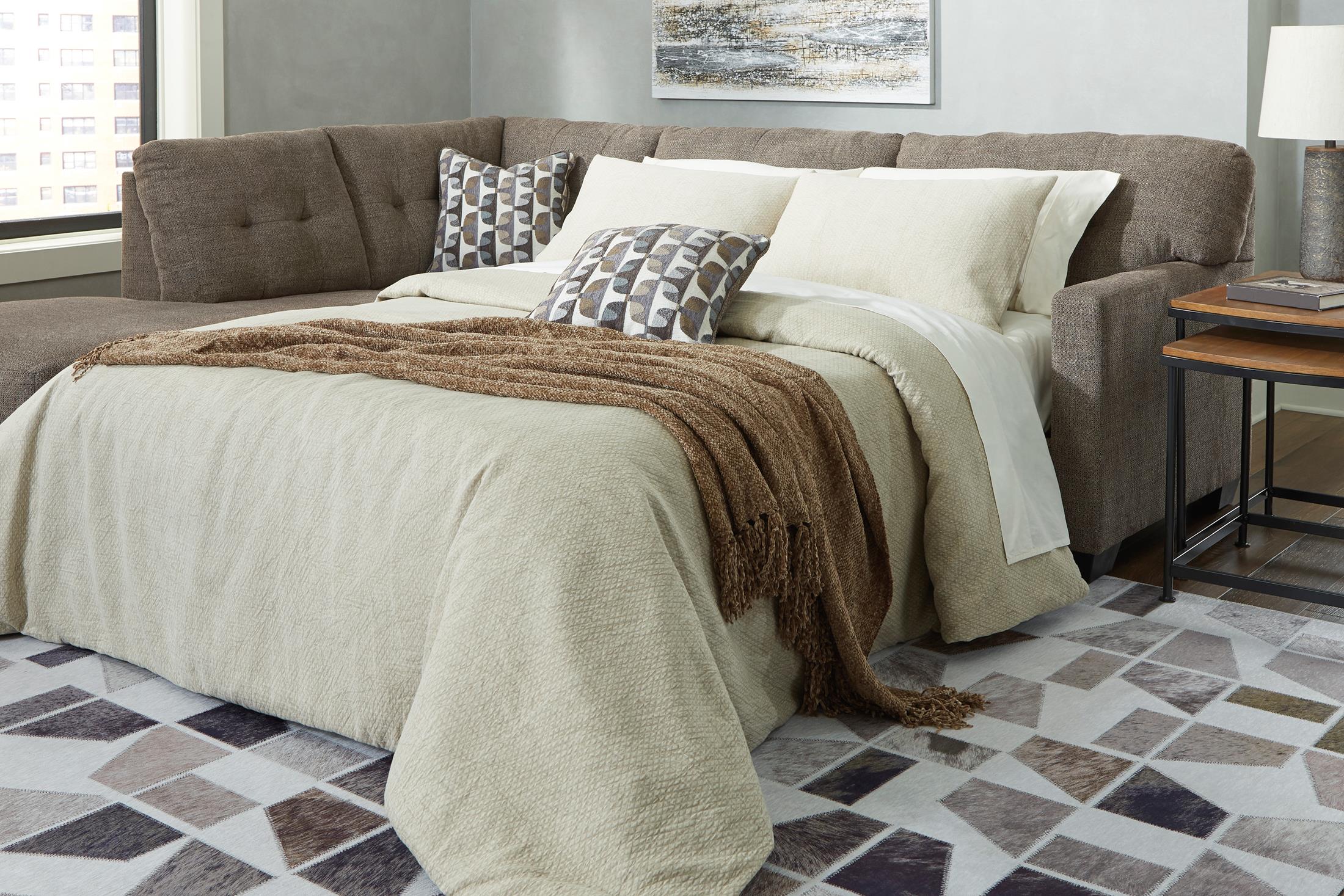 Mahoney 2-Piece Chocolate Sleeper Sectional with Chaise