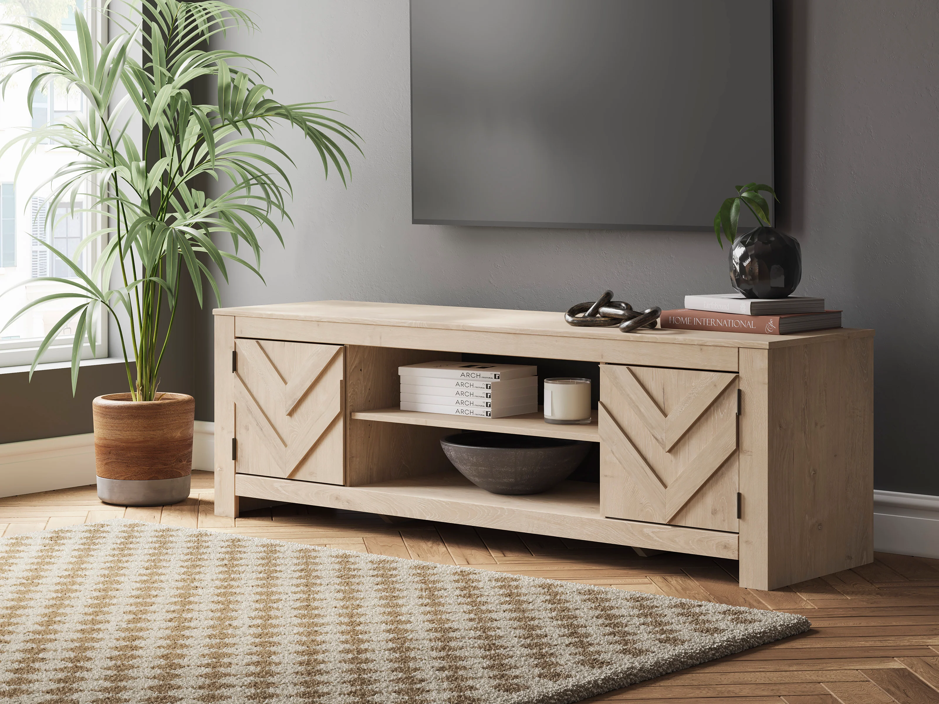 Cayboni Large TV Stand with Fireplace Option