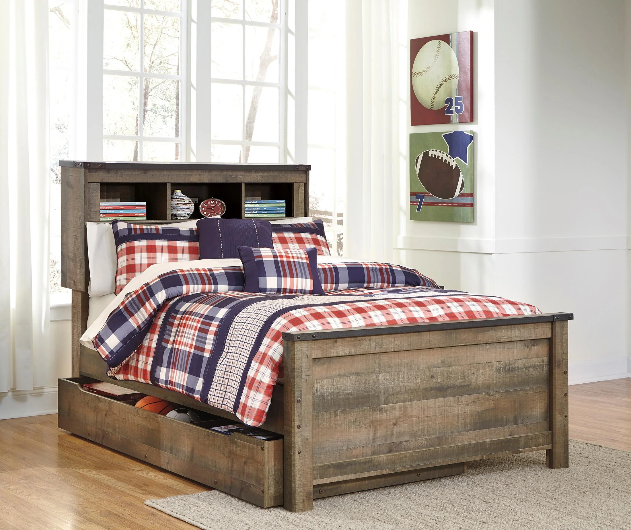 Trinell Twin Bookcase Bed with 1 Large Storage Drawer