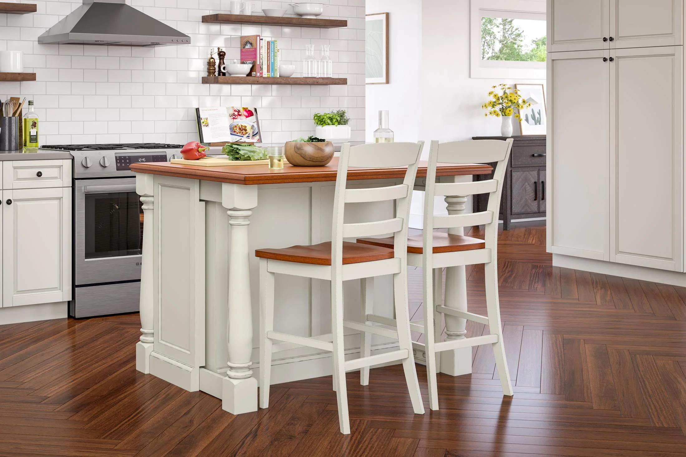 Monarch Wood Top Kitchen Island Set