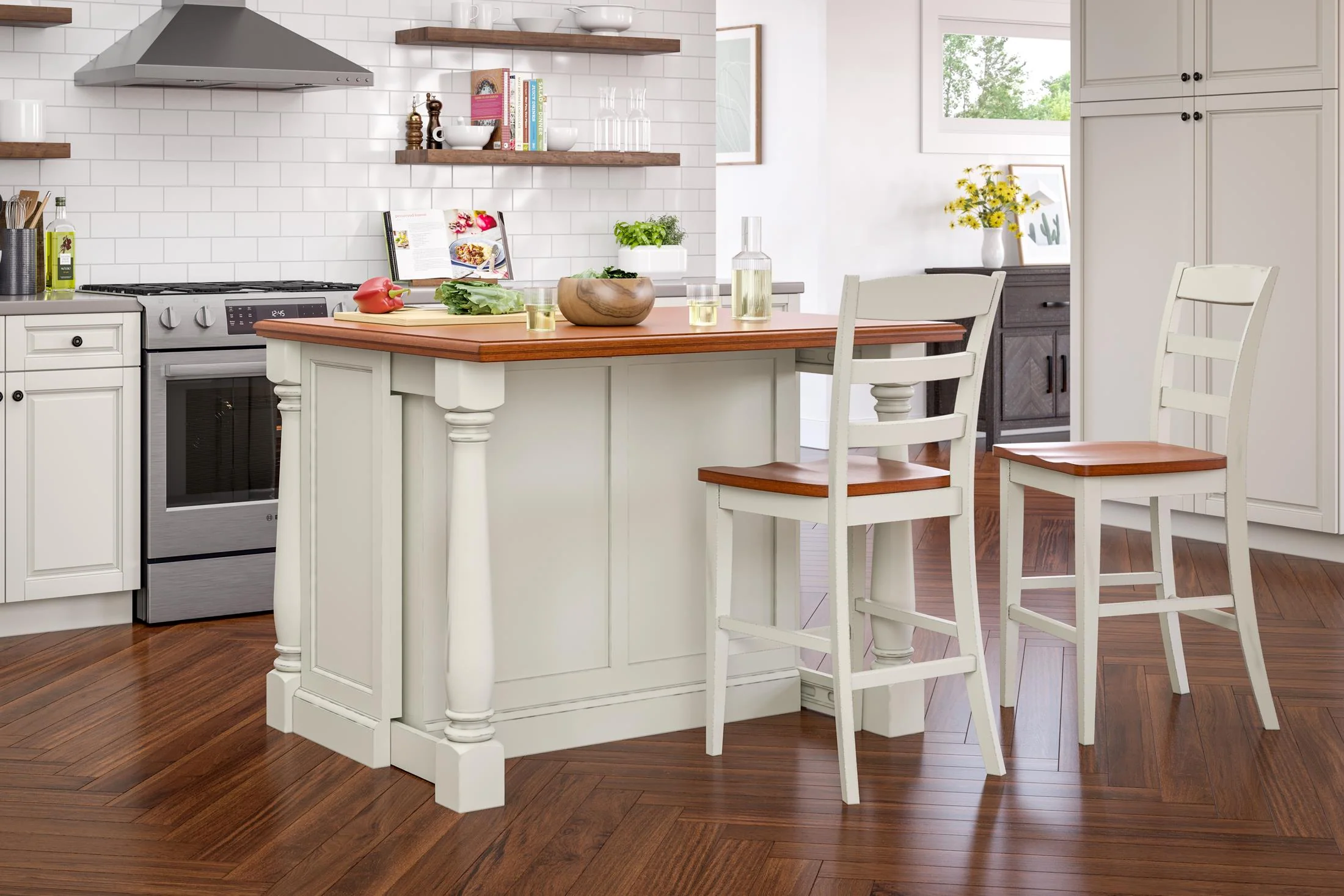Monarch Wood Top Kitchen Island Set