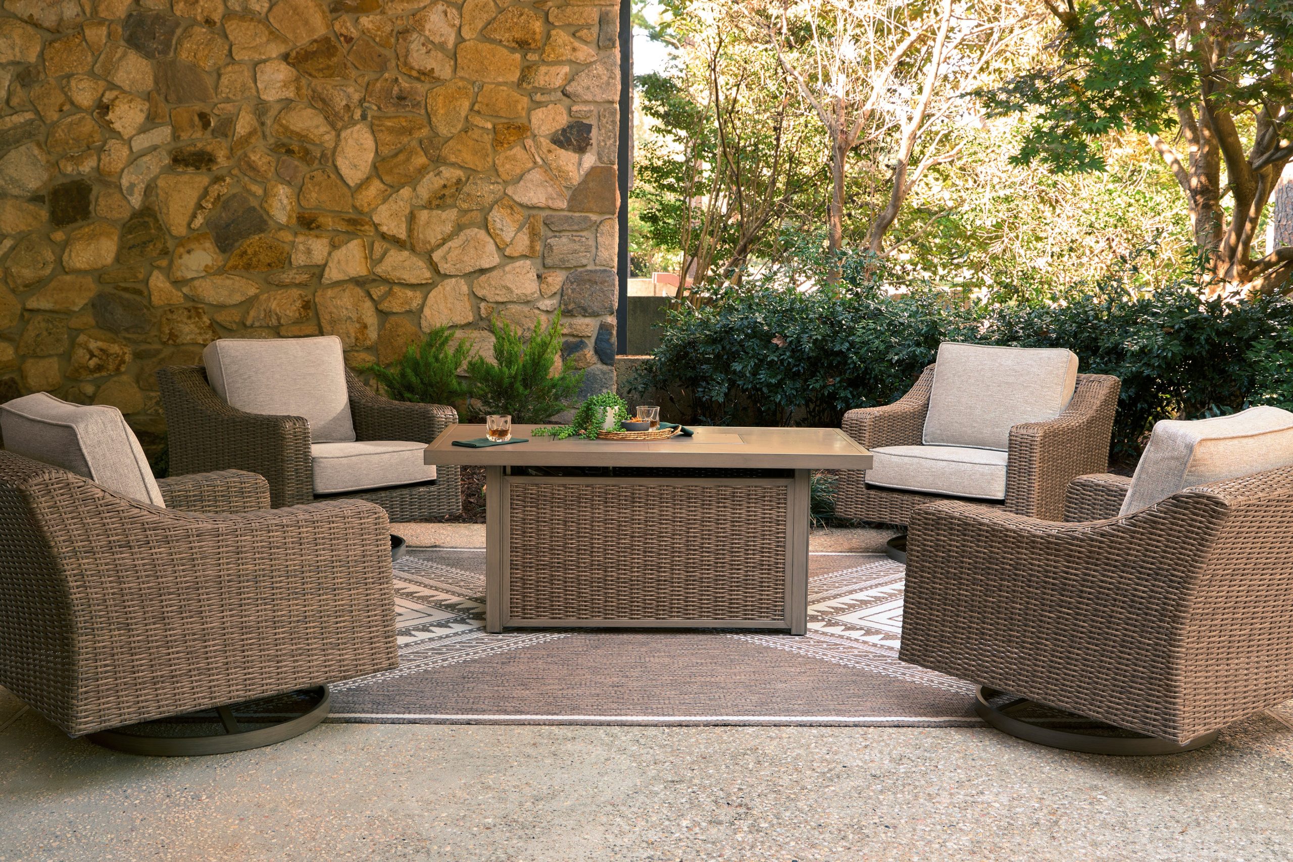 Ashley Revare Beach Outdoor Patio Swivel Lounge w/ Cushion