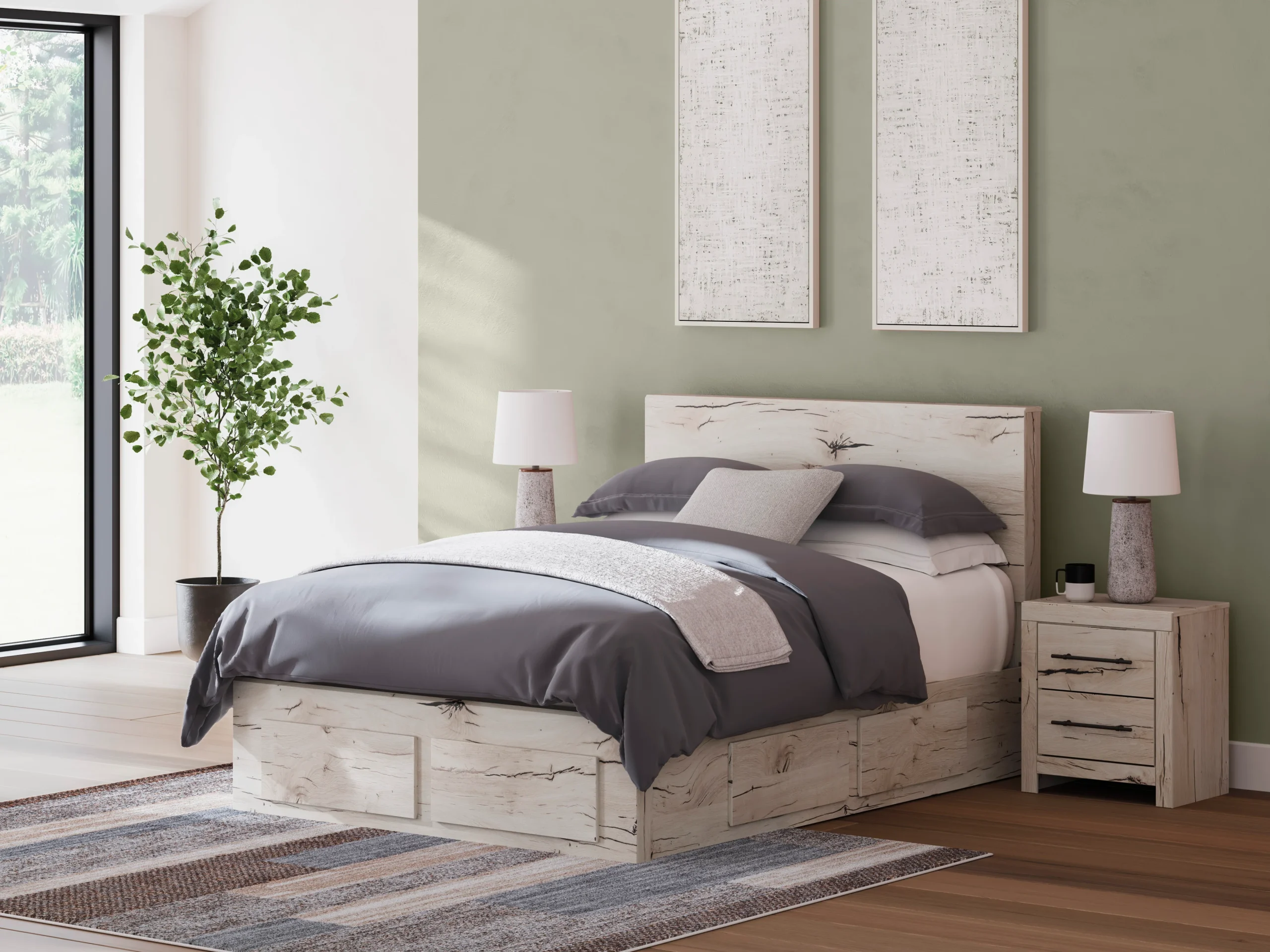Ashley Lawroy Panel Six Drawer Storage Bed