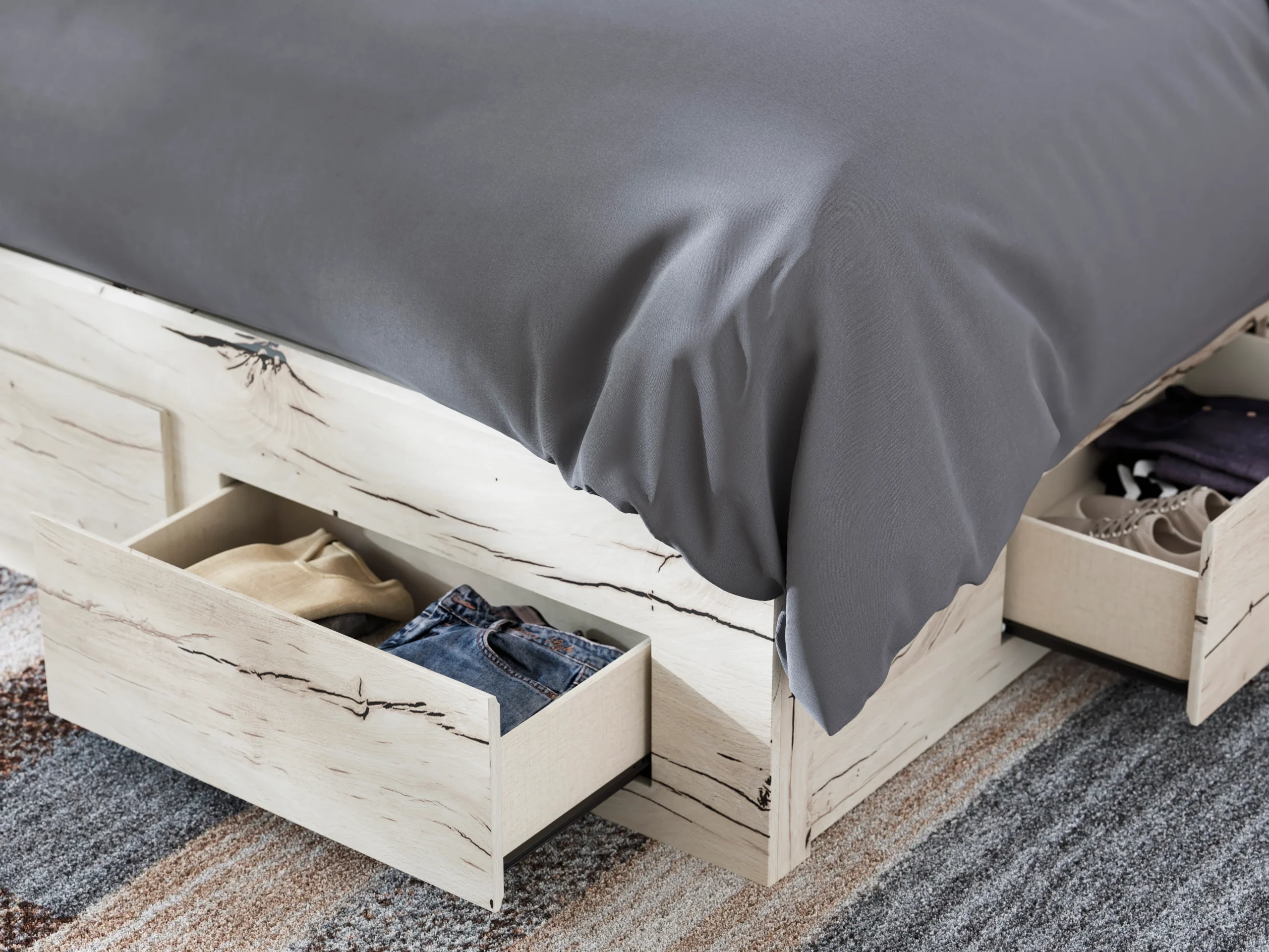 Ashley Lawroy Panel Six Drawer Storage Bed