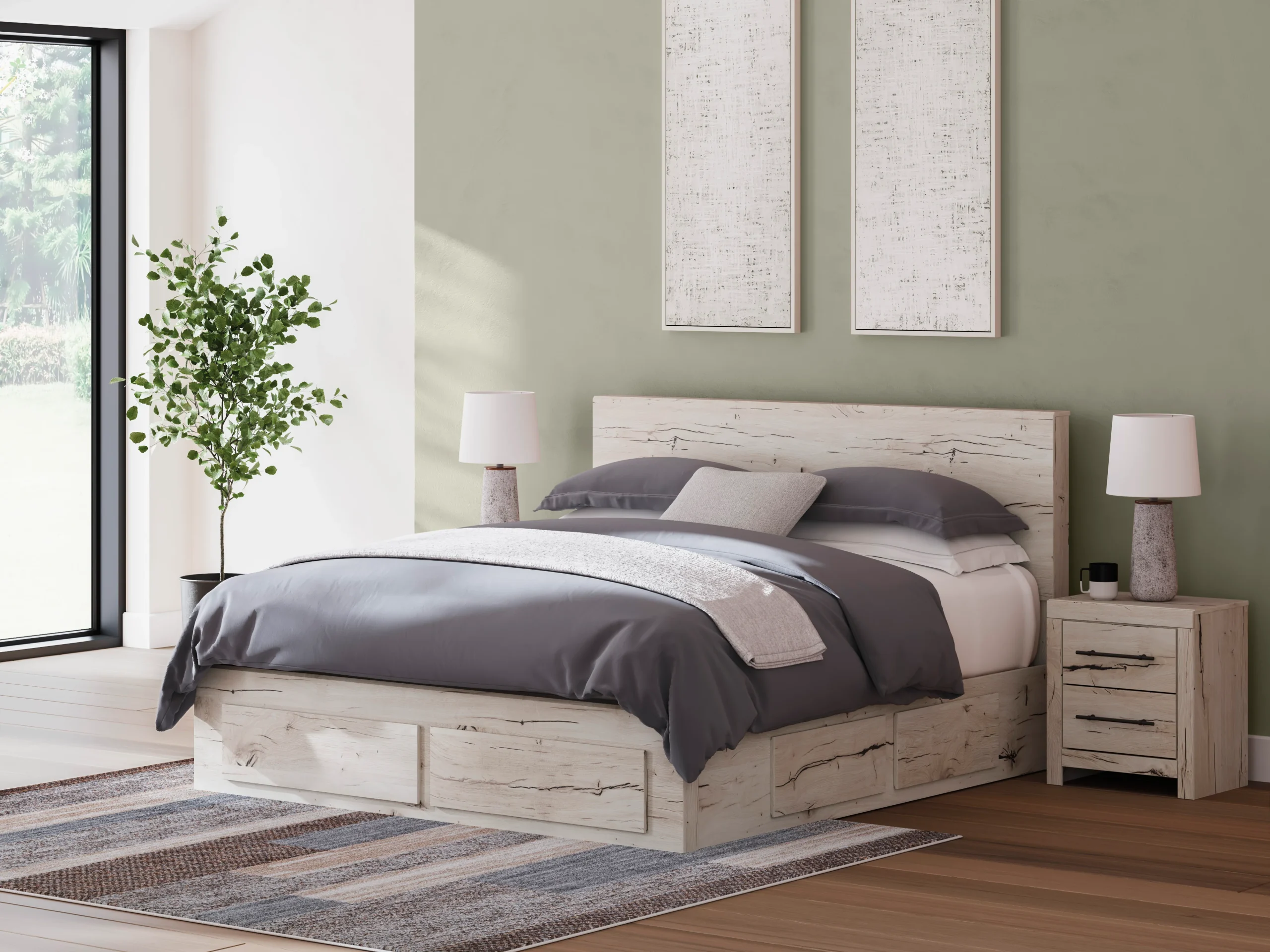 Ashley Lawroy Panel Six Drawer Storage Bed