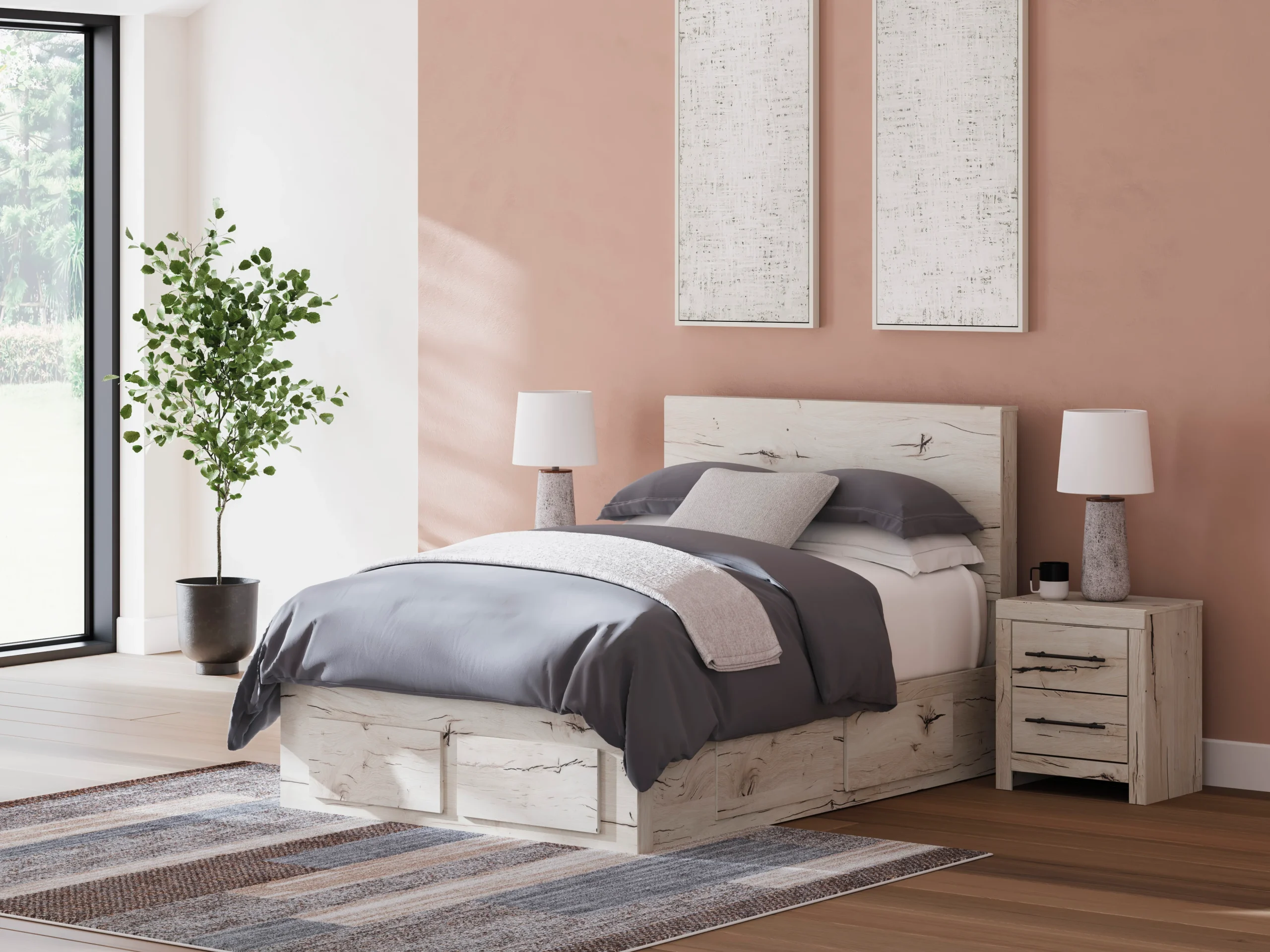 Ashley Lawroy Panel Six Drawer Storage Bed