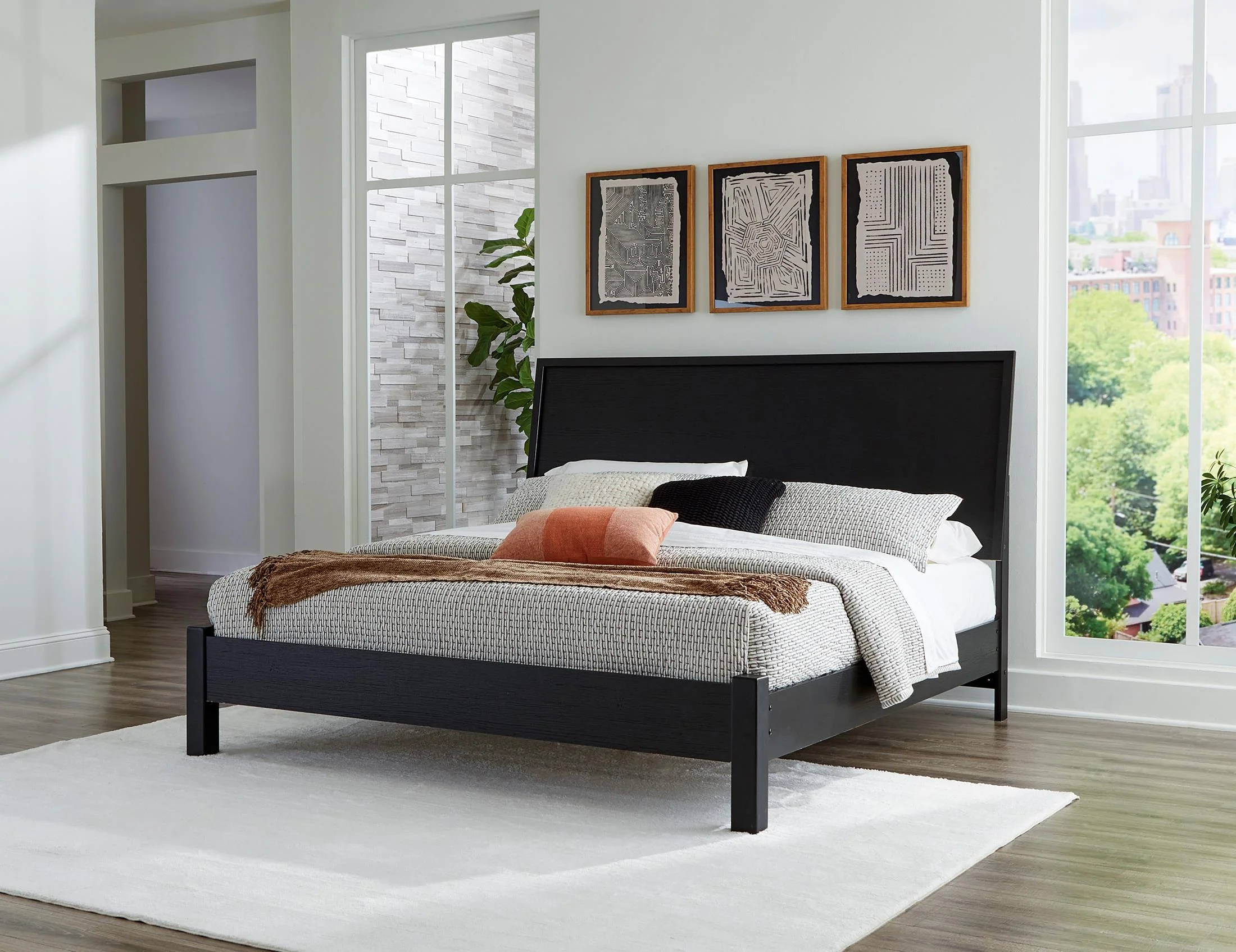 Ashley Danziar Panel Bed with Post Leg Footboard