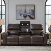 Beadel Leather Power Reclining Sofa with Drop Down Table