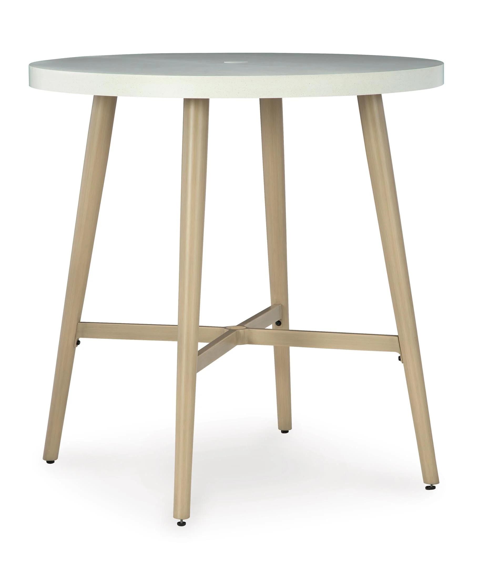 Ashley Seton Creek Outdoor Patio Round Bar Height Table with Umbrella Option
