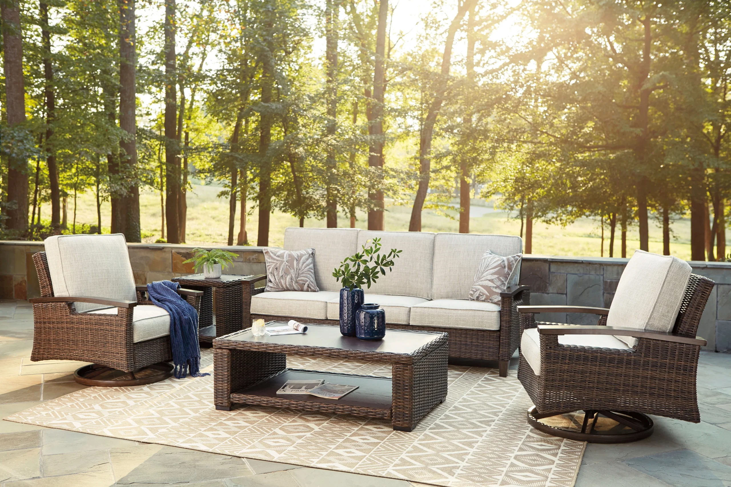 Ashley Paradise Trail Outdoor Patio Sofa with Cushion