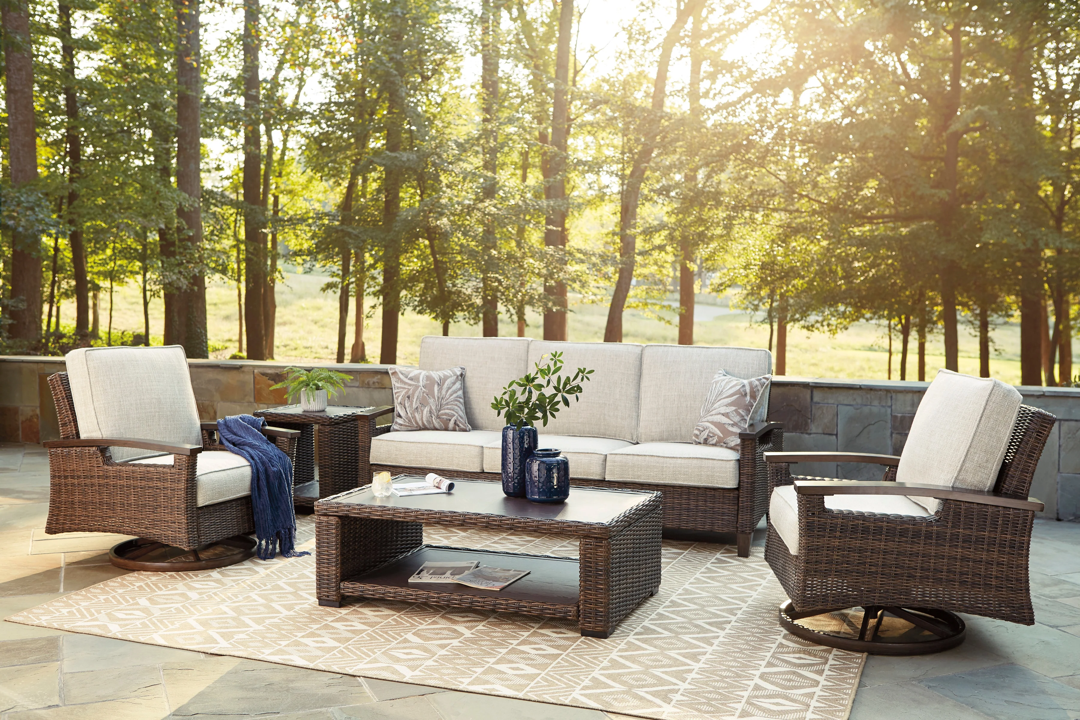 Ashley Paradise Trail Outdoor Patio Sofa with Cushion