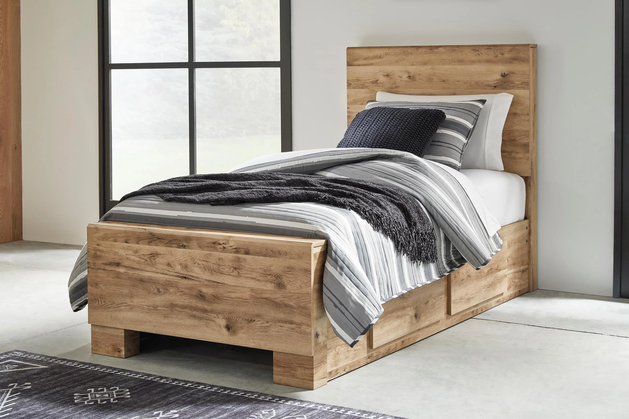 Hyanna Panel Bed with 1 Side Storage