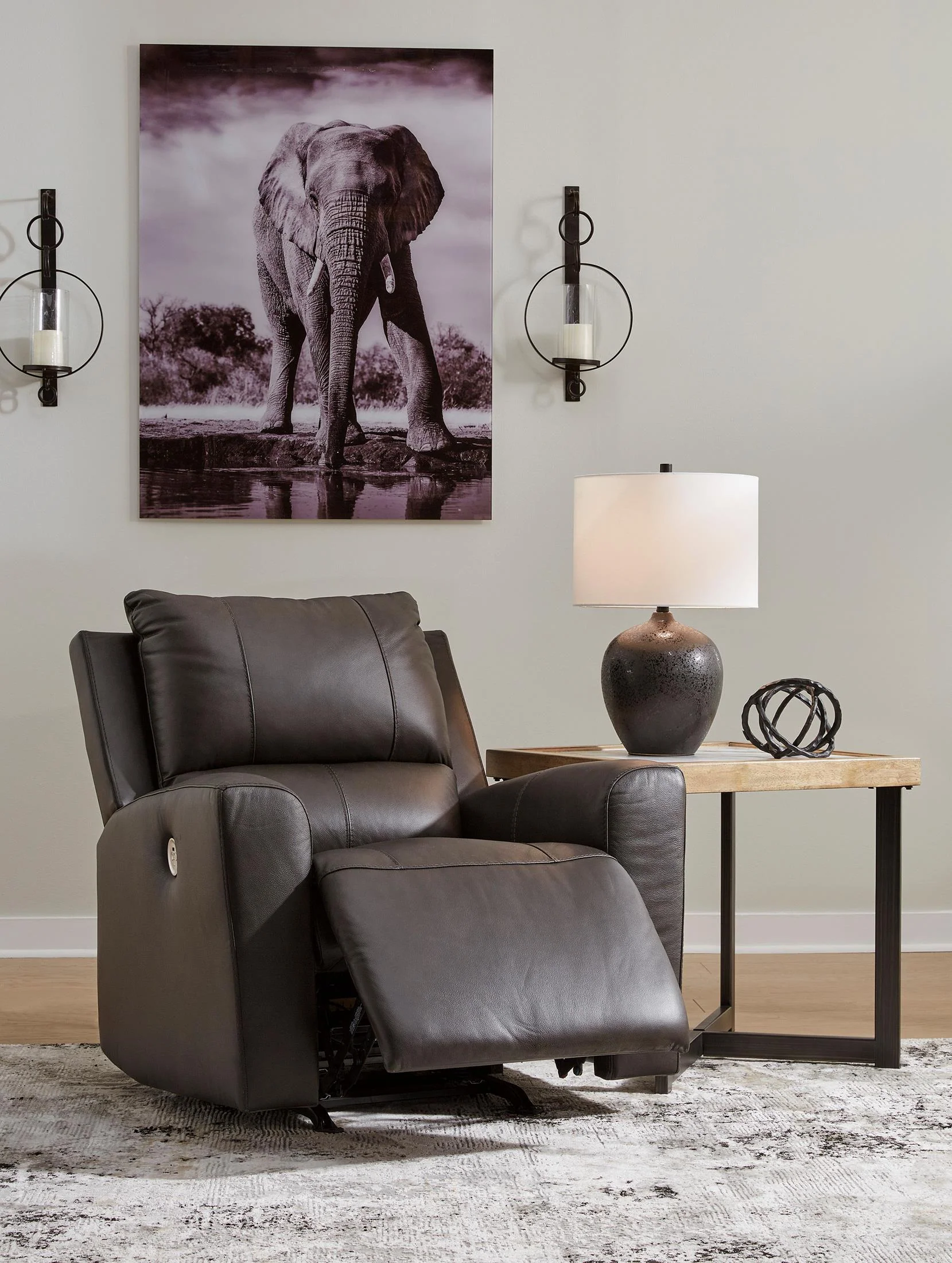 Boxmere Leather Power Rocker Recliner