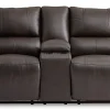 Boxmere Leather Power Reclining Console Loveseat