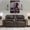 Boxmere Leather Power Reclining Console Loveseat