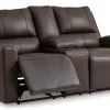 Boxmere Leather Power Reclining Console Loveseat