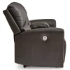 Boxmere Leather Power Reclining Console Loveseat
