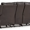 Boxmere Leather Power Reclining Console Loveseat