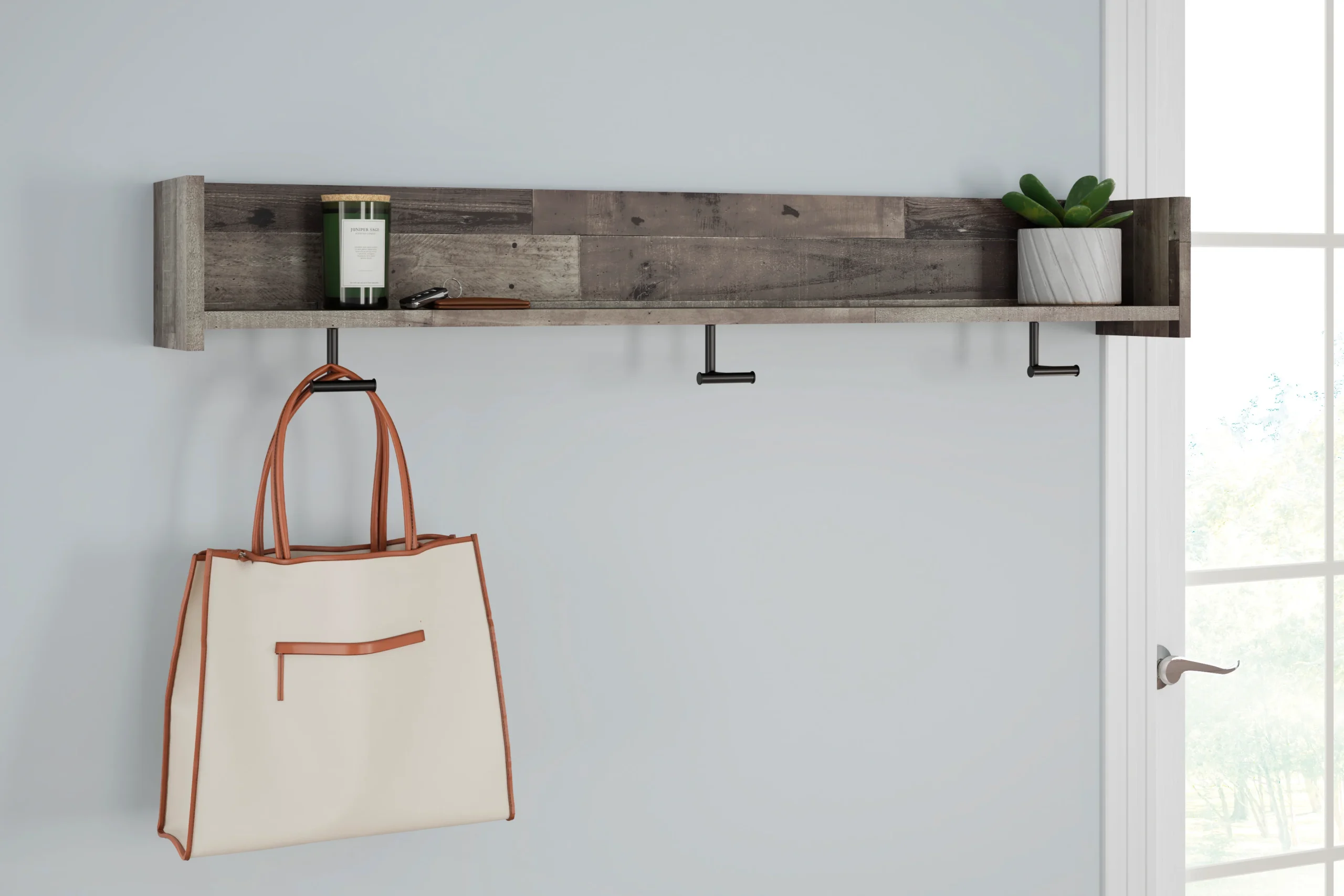 Neilsville Wall Mounted Coat Rack with Shelf and 3 Hooks