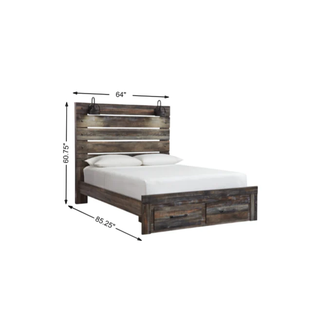 Drystan Queen Panel Bed with 2 Storage Drawers
