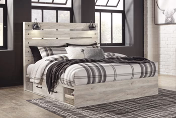 Cambeck King Panel Bed with 2 Storage Drawers and 2 Cubbies