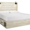 Cambeck King Panel Bed with 2 Storage Drawers and 2 Cubbies