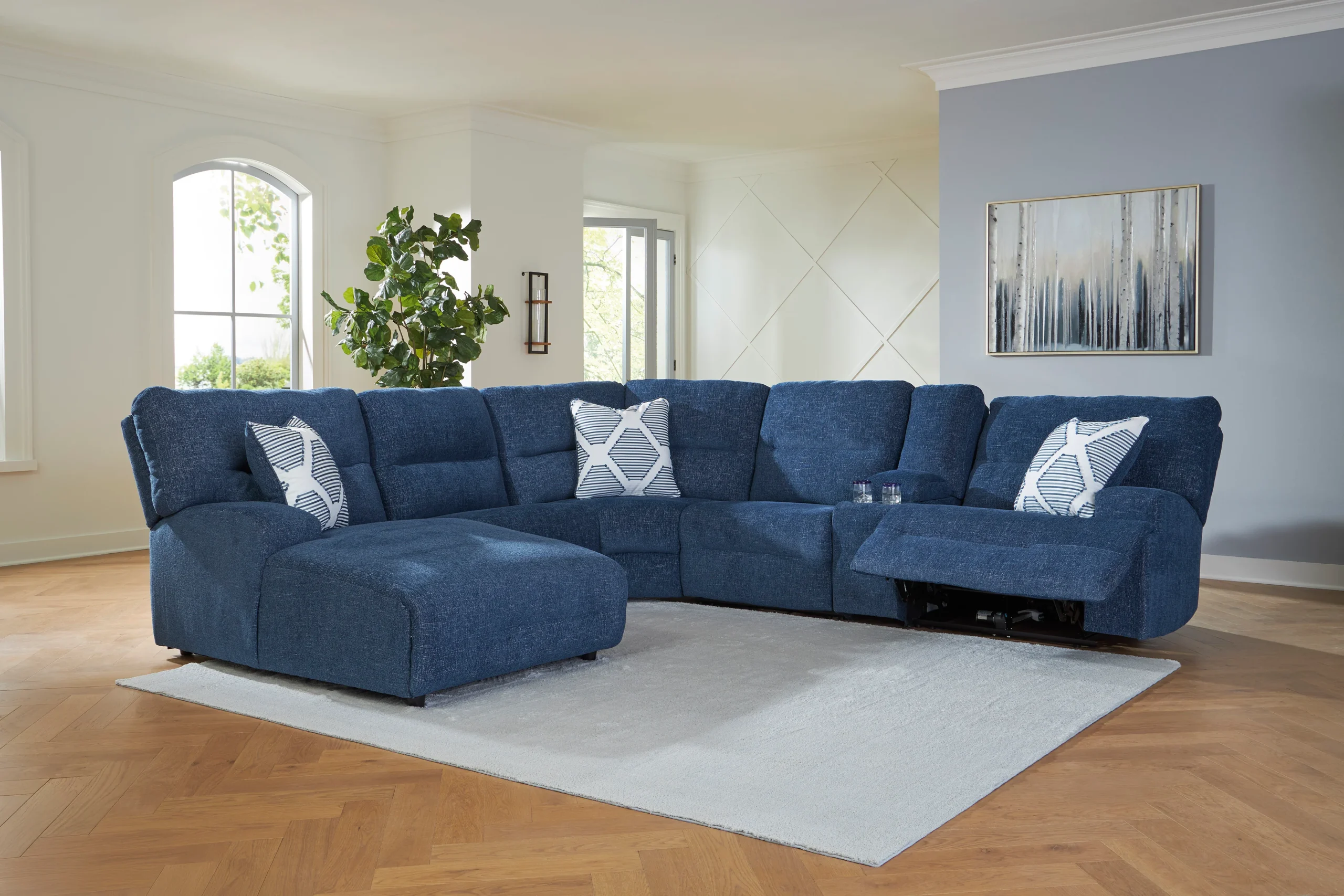 Acklen Place Left-Facing 6-Piece Power Reclining Sectional with Chaise