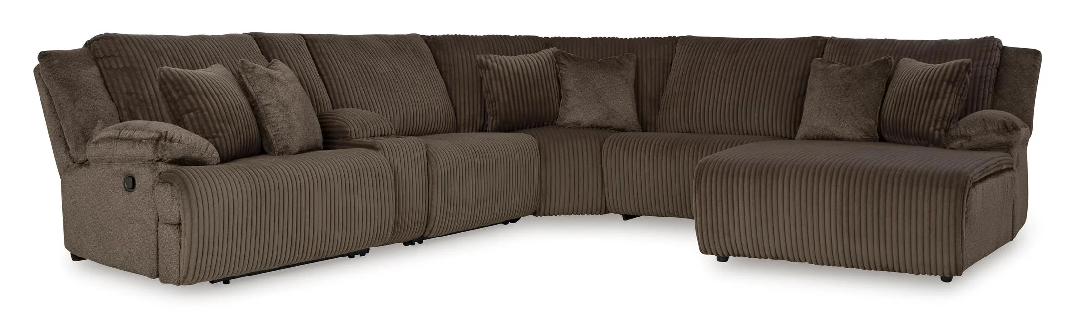 Top Tier Right-Facing 6-Piece Reclining Console Sectional with Chaise