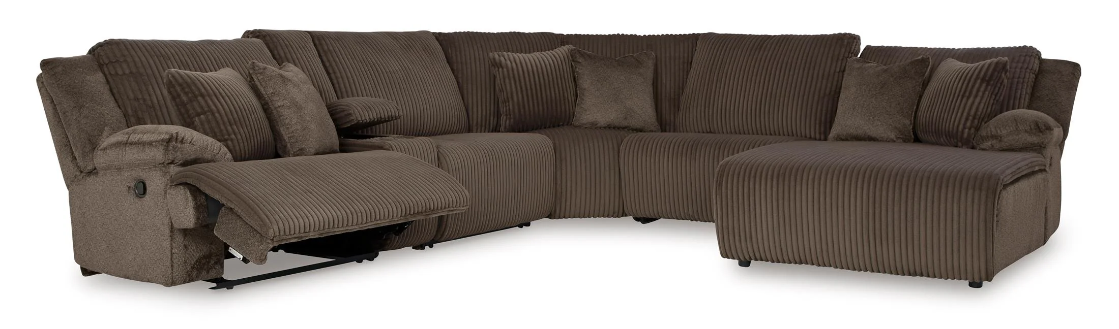Top Tier Right-Facing 6-Piece Reclining Console Sectional with Chaise