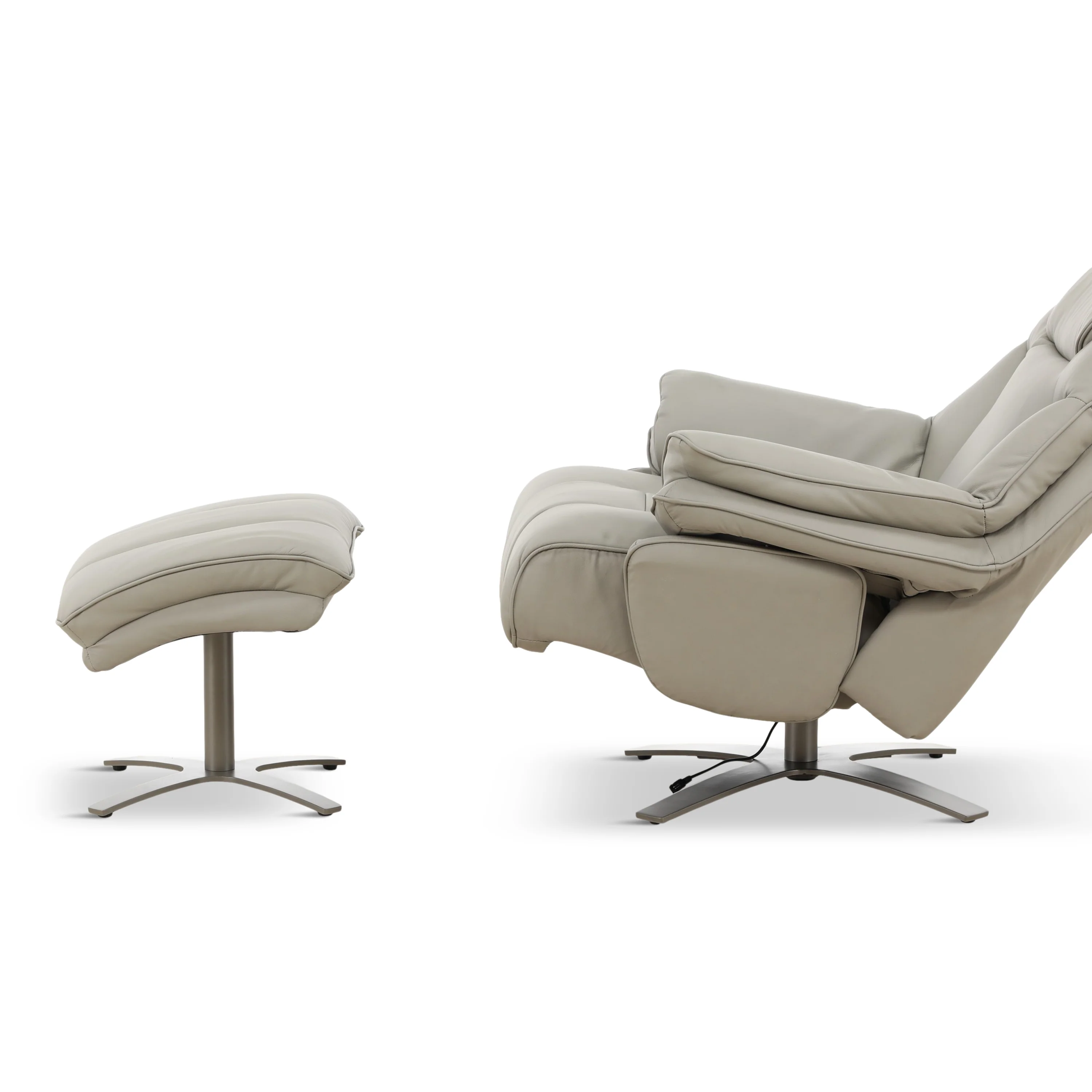 Cayman Leather Power Swivel Chair with Ottoman
