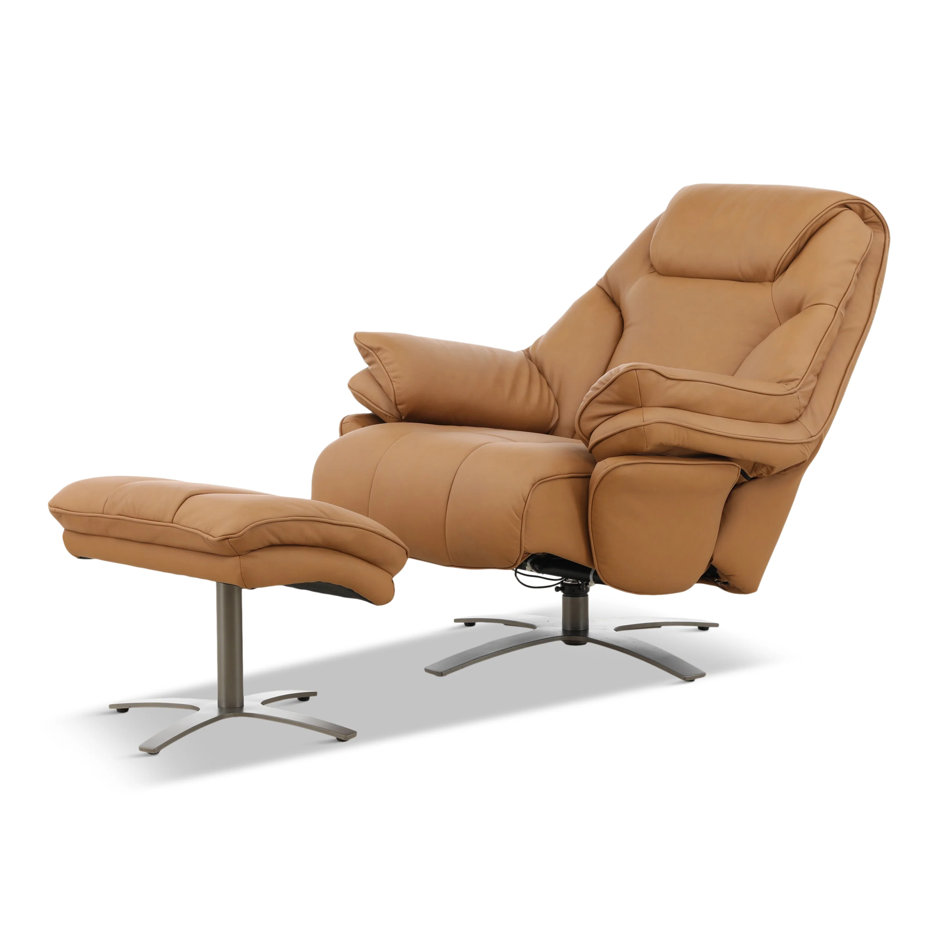 Cayman Leather Power Swivel Chair with Ottoman