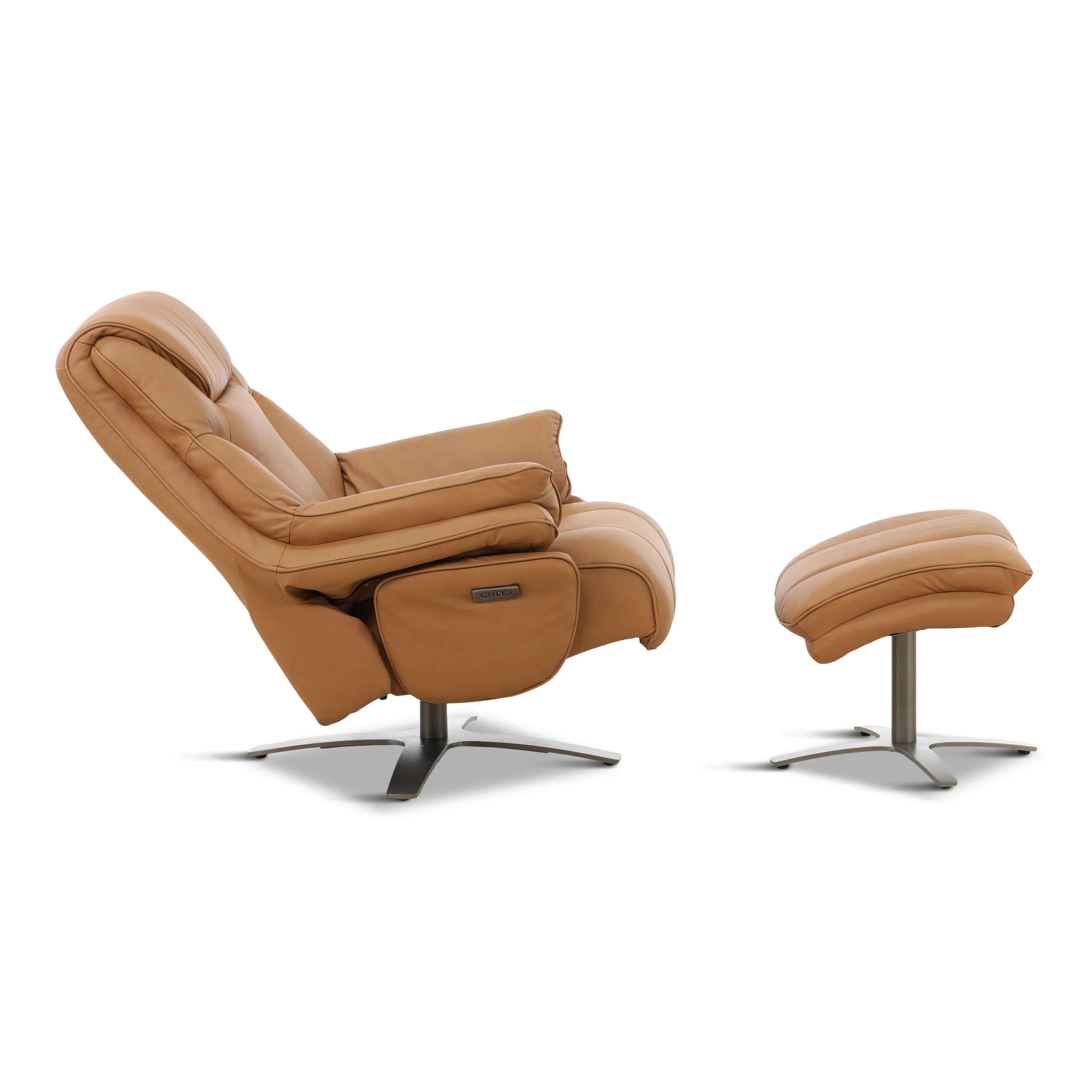 Cayman Leather Power Swivel Chair with Ottoman