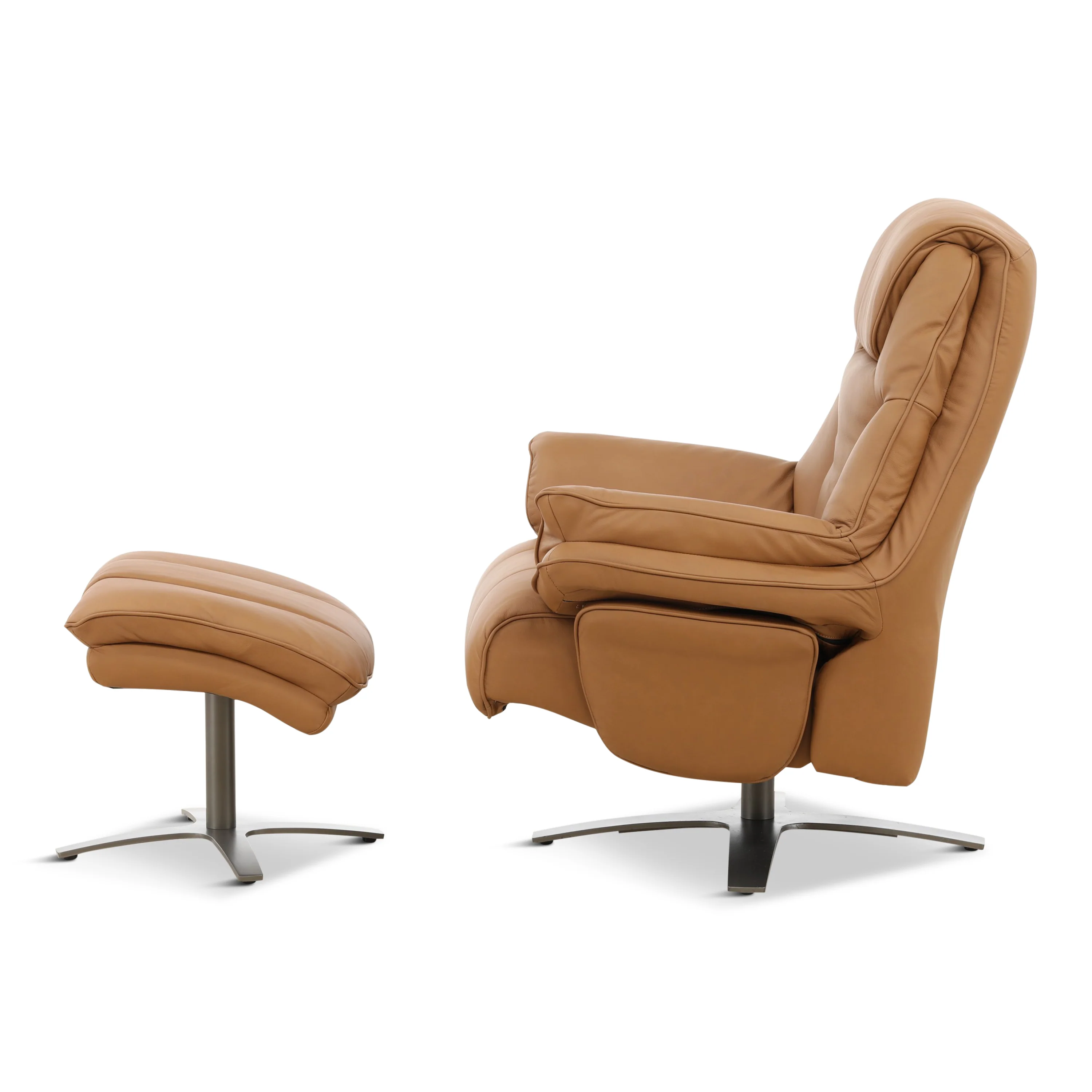 Cayman Leather Power Swivel Chair with Ottoman