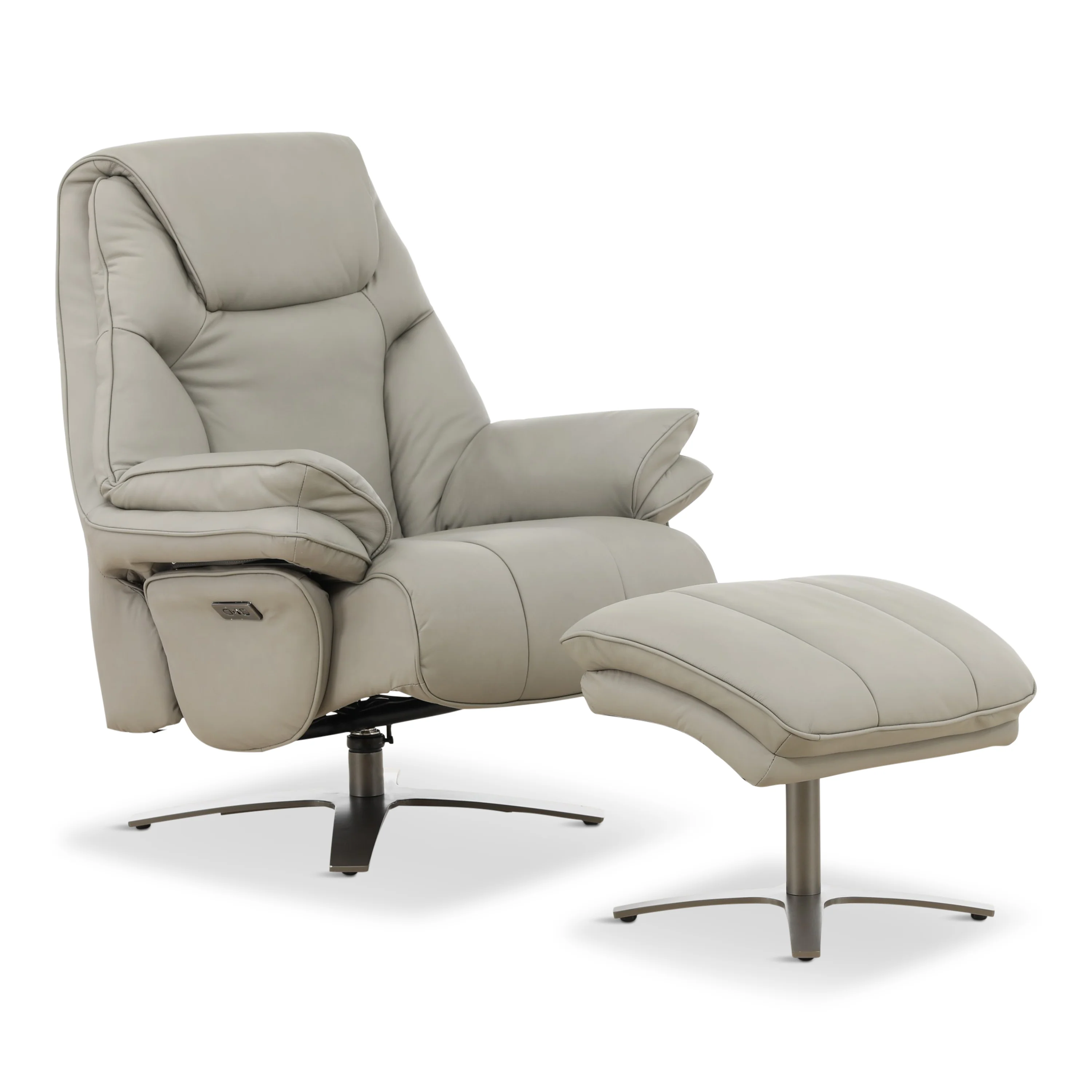 Cayman Leather Power Swivel Chair with Ottoman