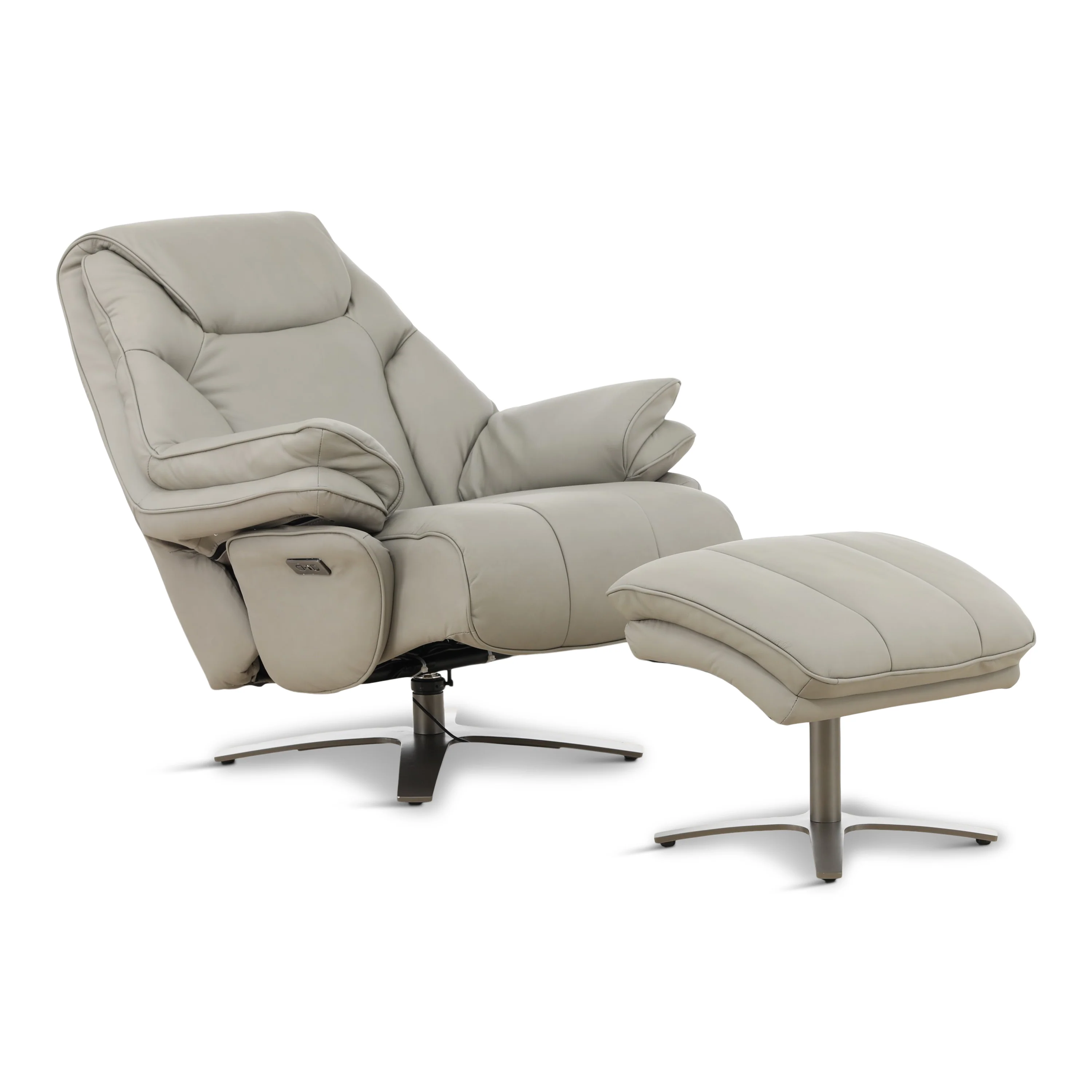 Cayman Leather Power Swivel Chair with Ottoman