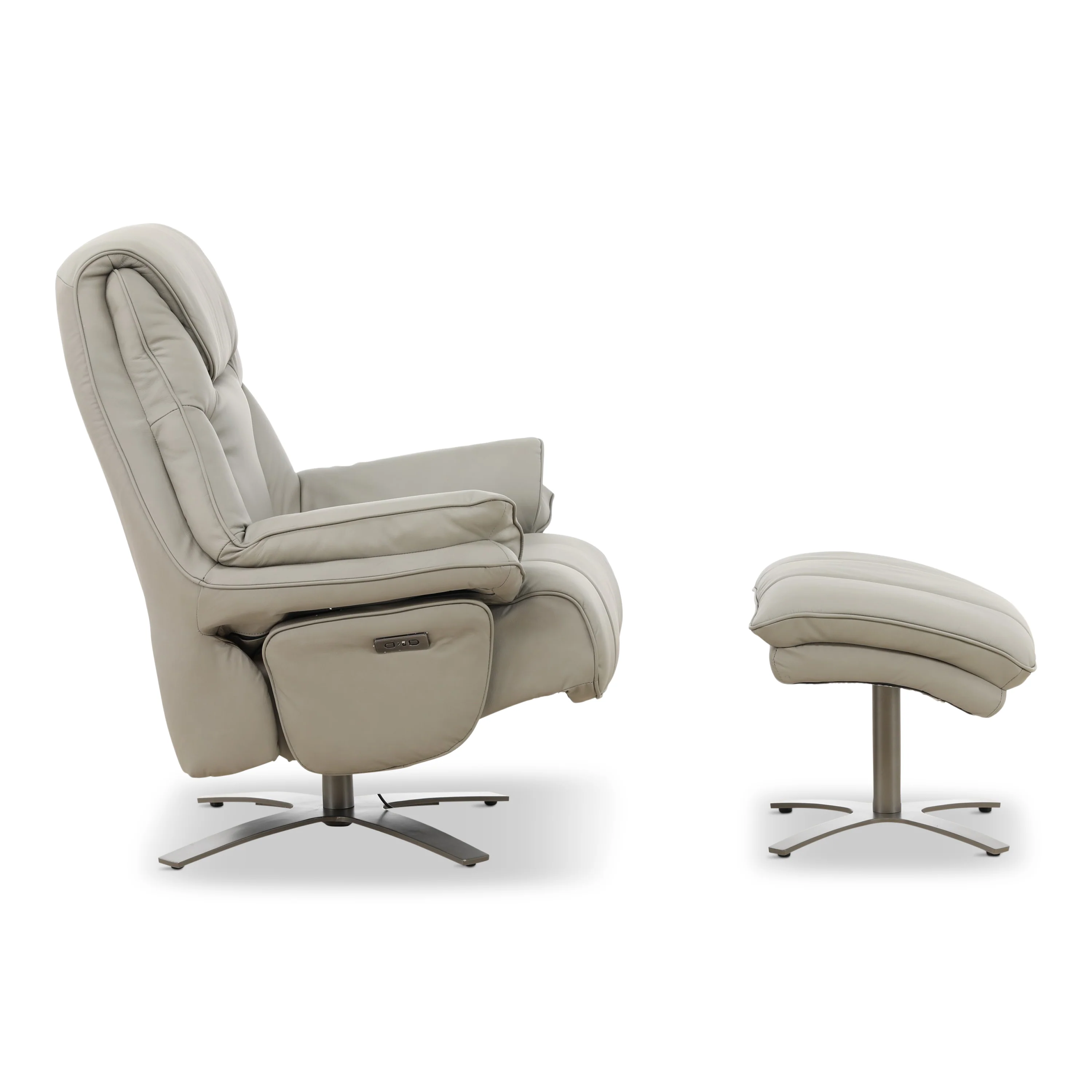 Cayman Leather Power Swivel Chair with Ottoman