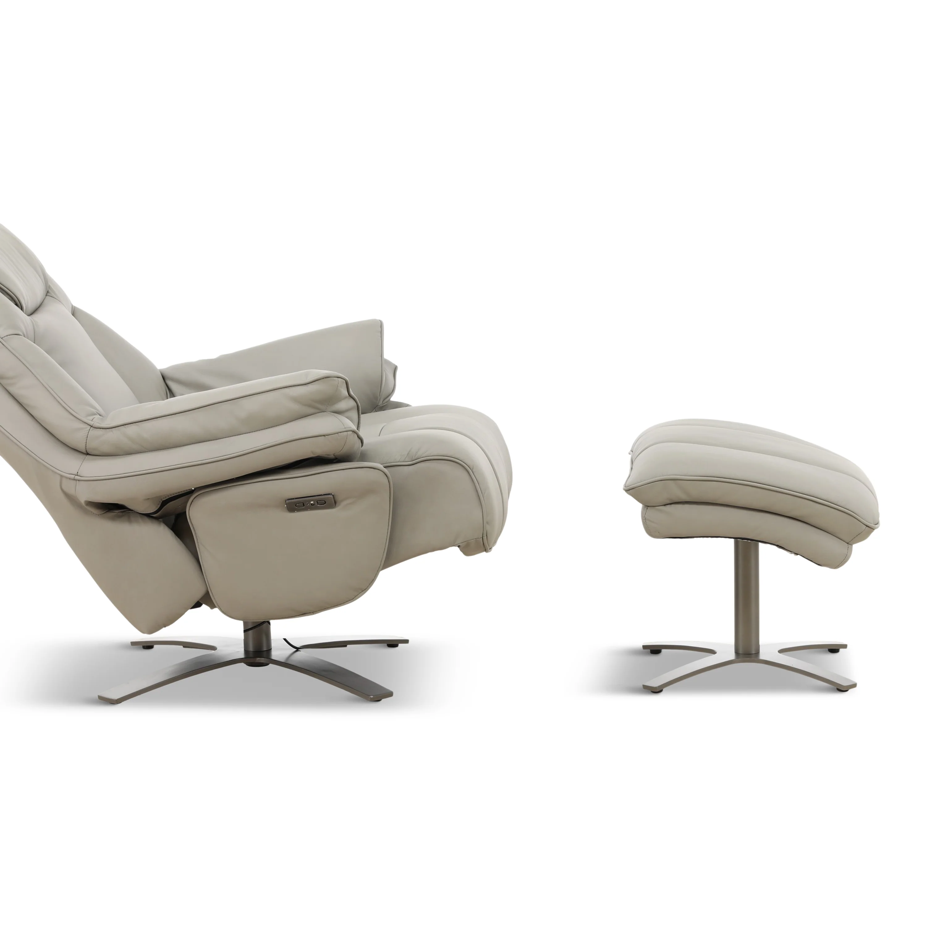 Cayman Leather Power Swivel Chair with Ottoman