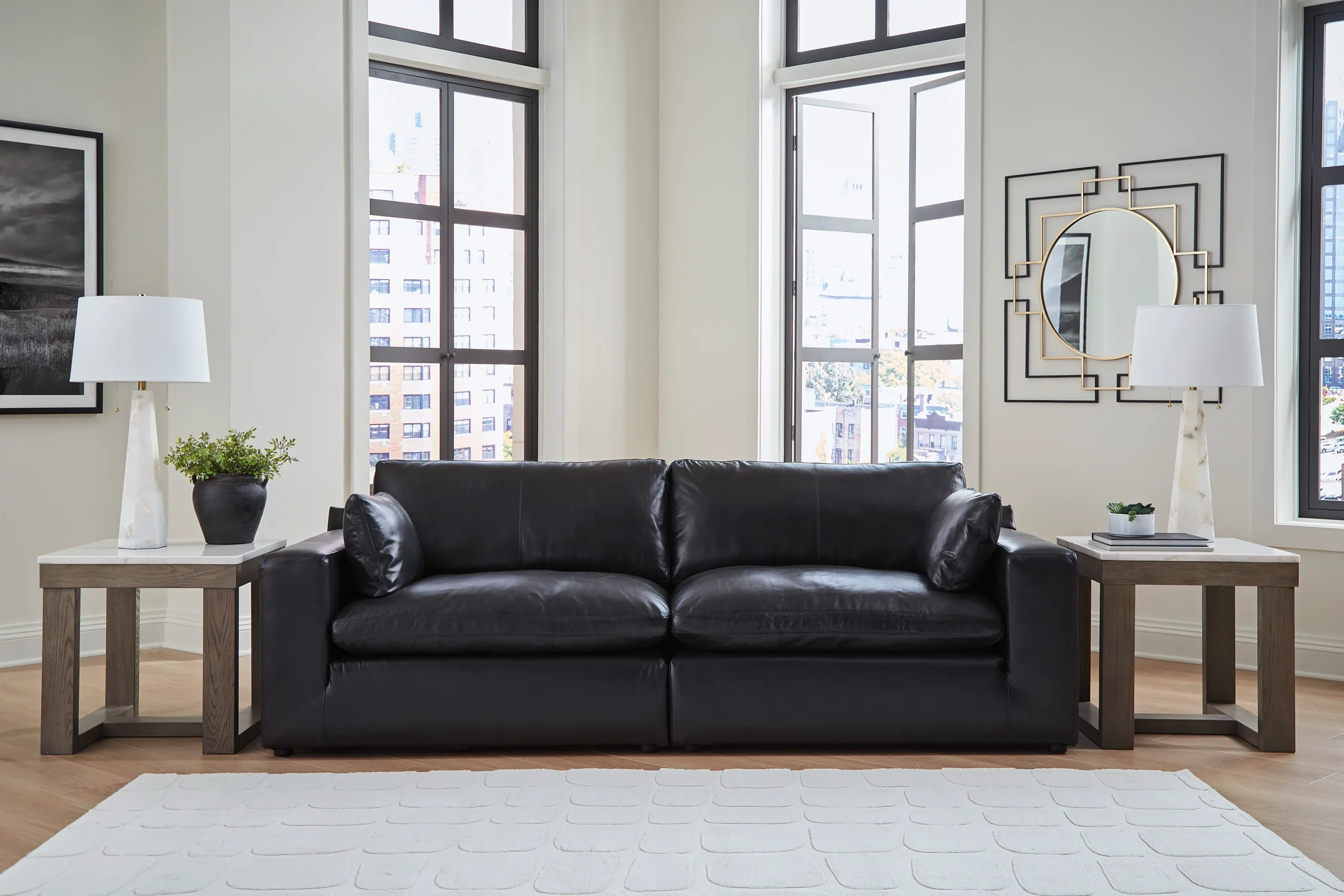 Ashley Emilia 2-Piece Leather Modular Loveseat